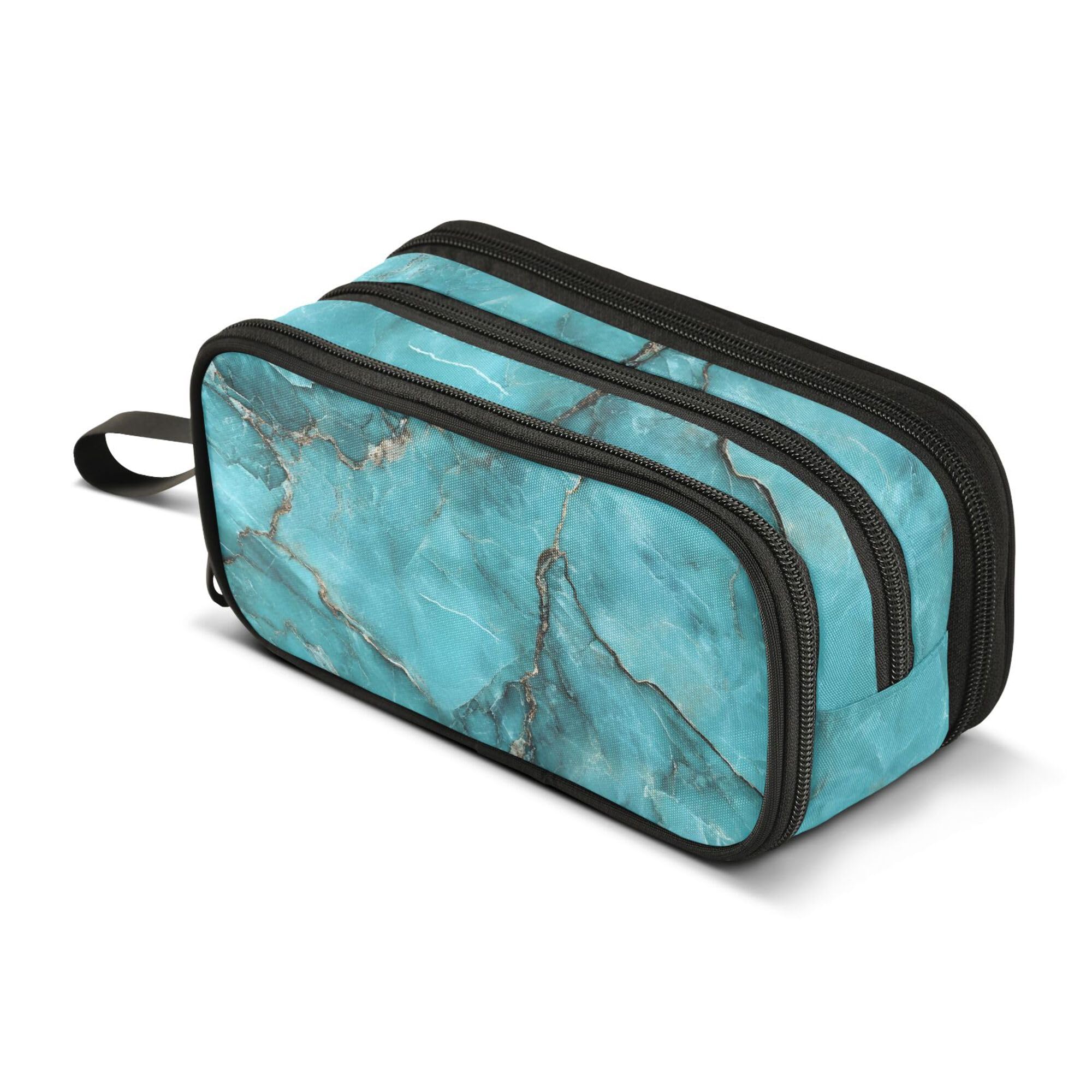 Large Pencil Case, Big Capacity Pencil Bag Pen Pouch Holder 3 Compartments, Blue Green Marble School Office Supplies Stationery Makeup Bag Storage Organizer for Students Girls Boys Women Men โ image 1