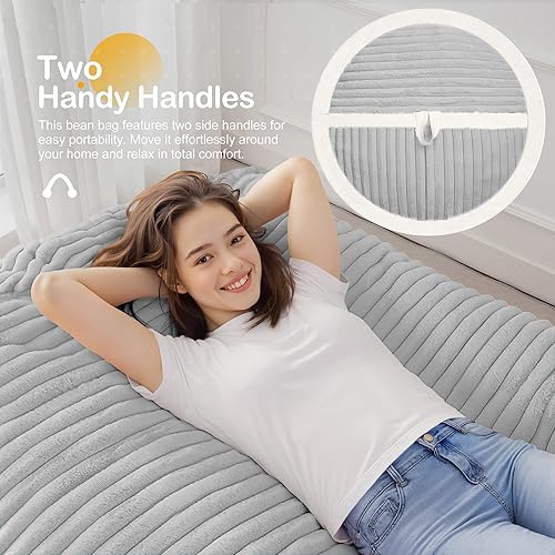 Miniatura 225 de HABUTWAY Puf gigante de 2 pies para adultos, con relleno de espuma viscoelástica, puf grande con funda de terciopelo holandés extraíble para sala de