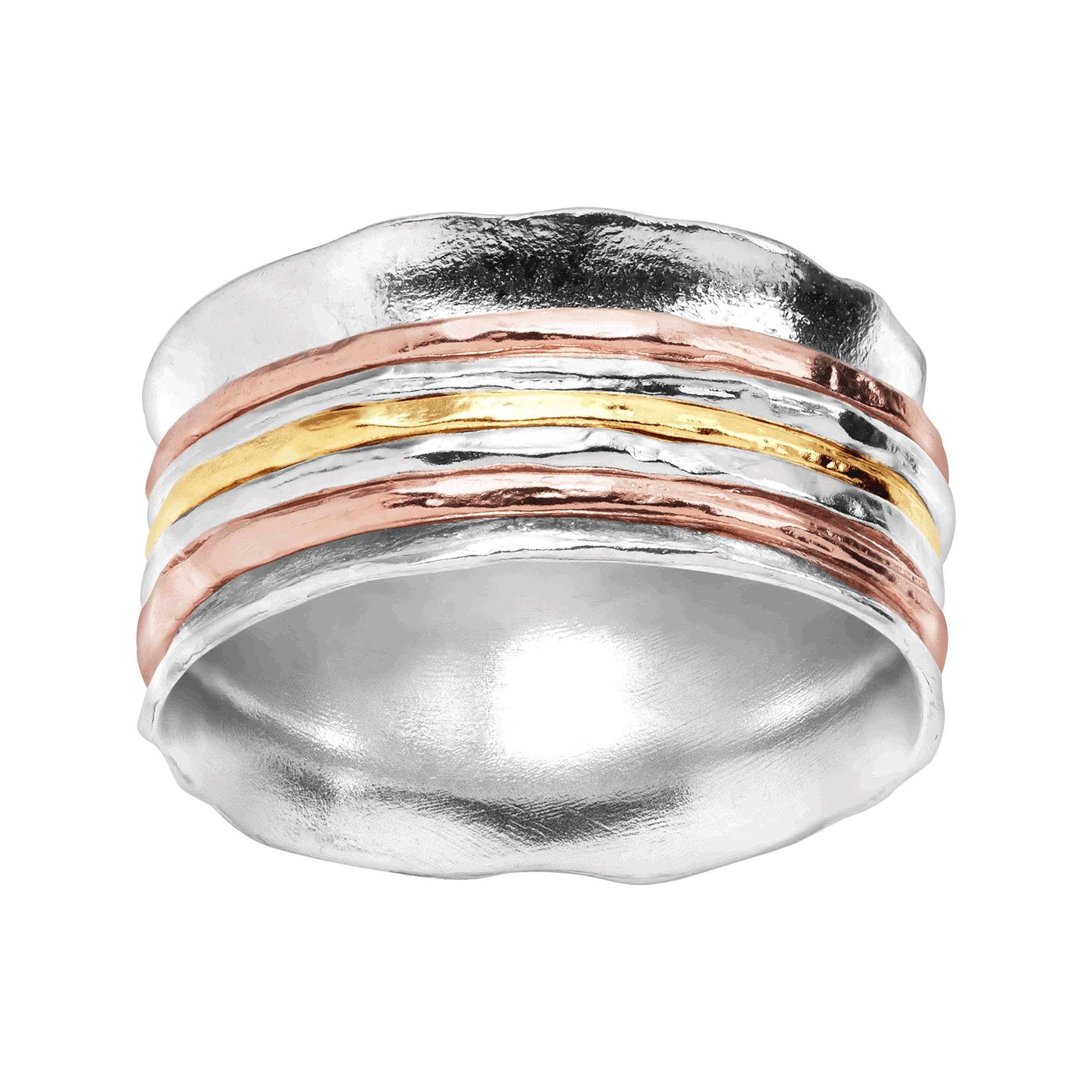 SilpadaGold Rush' Spinner Ring in Sterling Silver & 18K Yellow & Rose Gold Plate