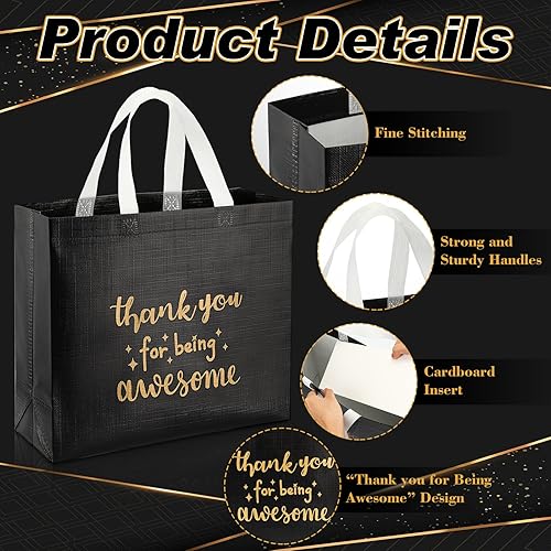 Miniatura 3 de Sanwuta 12 bolsas de regalo de agradecimiento a los empleados de 12.2 x 4.7 x 11 pulgadas, brillante bolsa de regalo de agradecimiento para mujeres,
