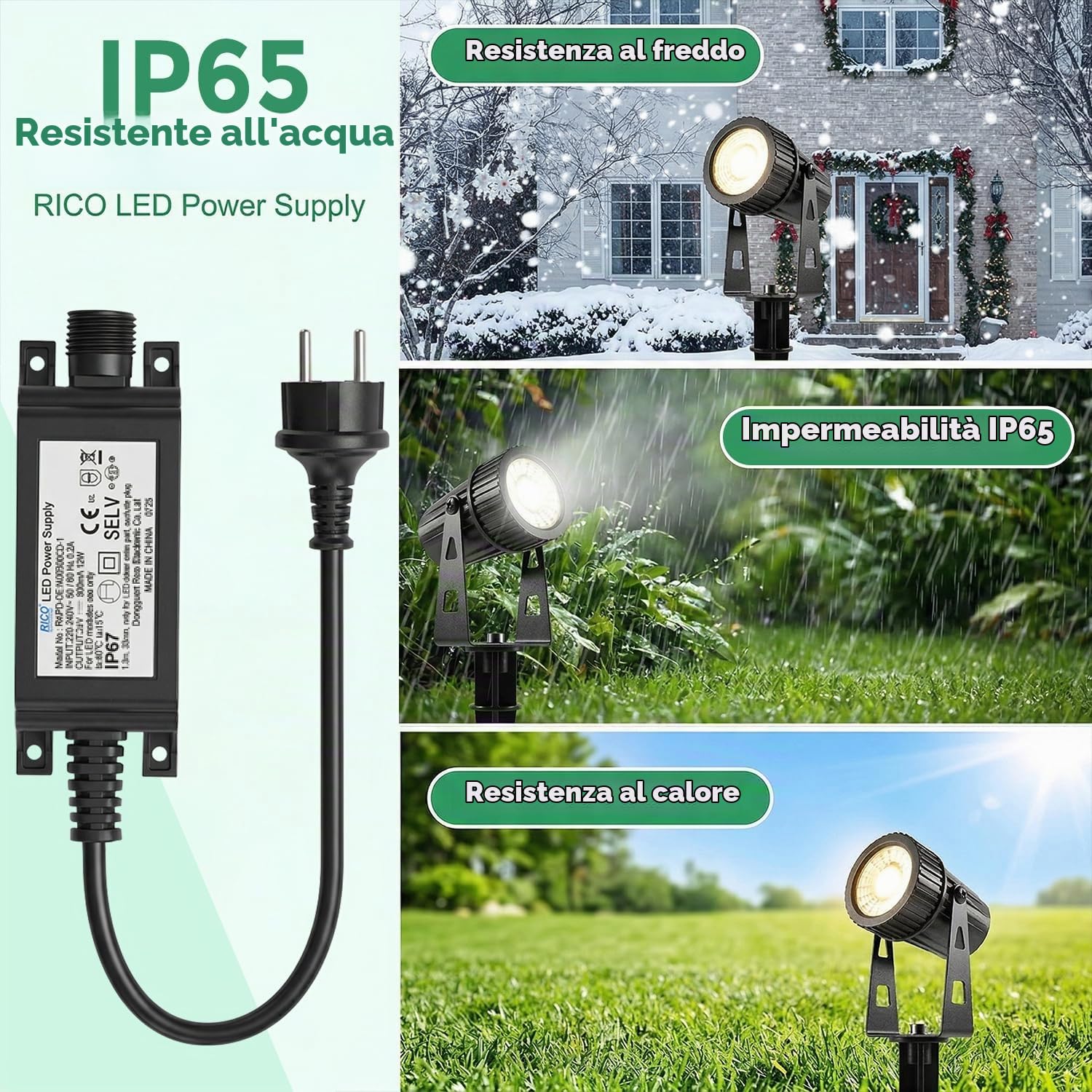 8 luci da giardino Faretto da giardino a LED bianco caldo Illuminazione 24V 24W da giardino a LED con picchetto da terra Lampada da giardino 2100LM 26 m IP65 di cavo per esterno prato da giardino