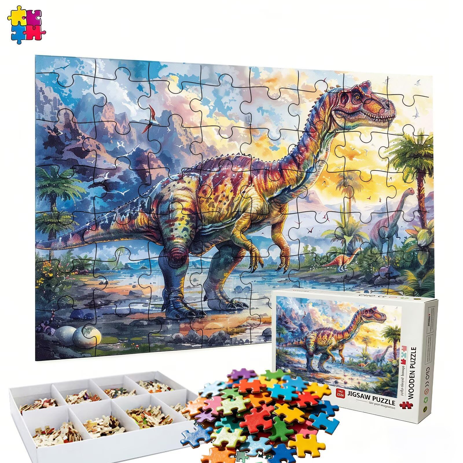 Puzzle 2000 sztuk, abstrakcyjne puzzle dinozaurów 2000 elementów dorośli i dzieci, wysokiej jakości artystyczna łamigłówka, 99,5x70,5 cm Klasyczna gra Puzzle dla dorosłych, prezent dla kobiety