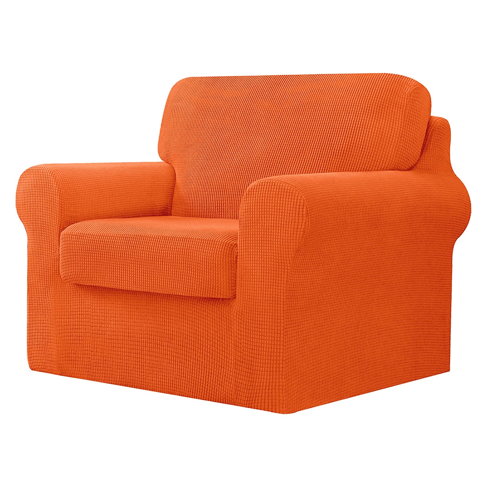 Housse de canapé extensible fauteuil orange 3 pièces dossier séparé