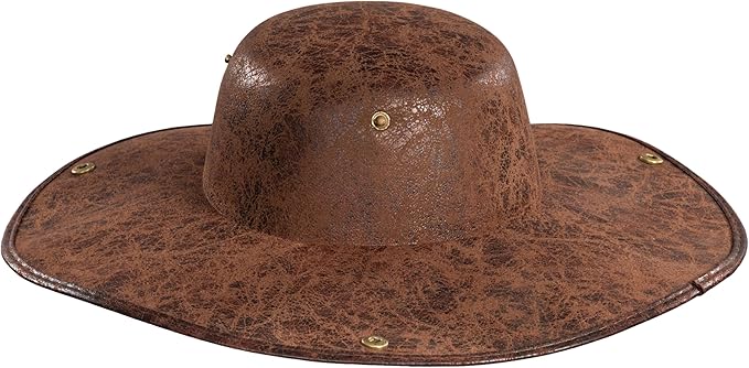 Sombrero Pirata Cuero Sintético Marrón Negro Disfraz Adulto Talla Única miniatura 6