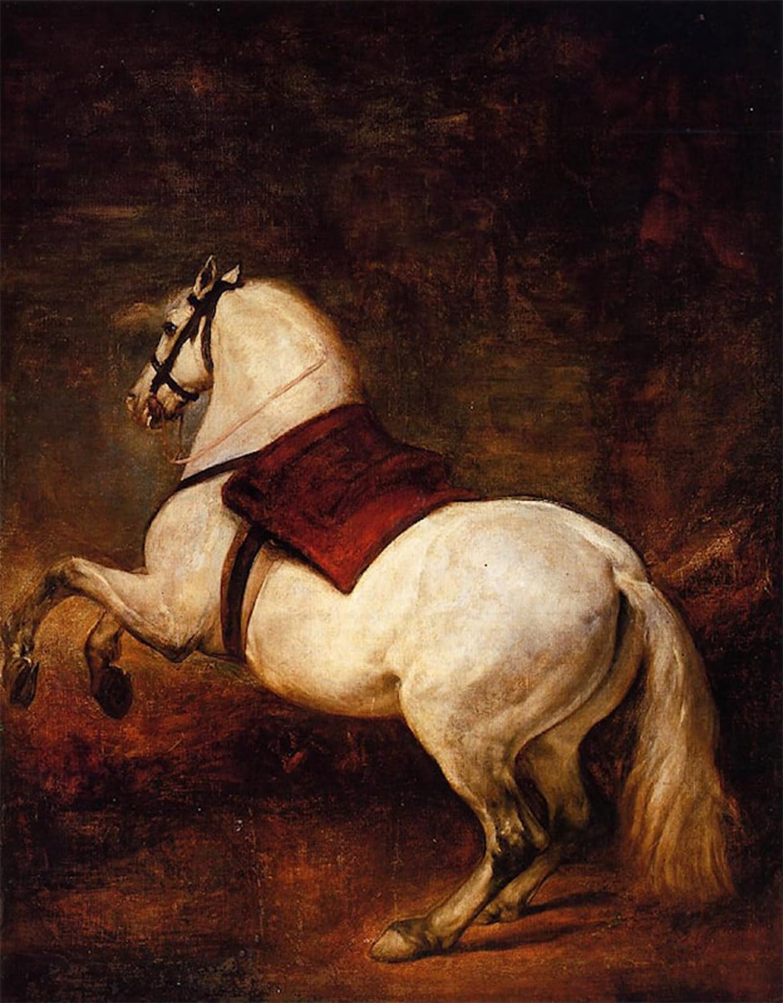 ARTXLXXBN Famous Painting Canvas Artwork Graffiti Print the White Horse by Diego Rodriguez De Silva Velazquez Portrait Canvas Image for Home Decor 60x90cm