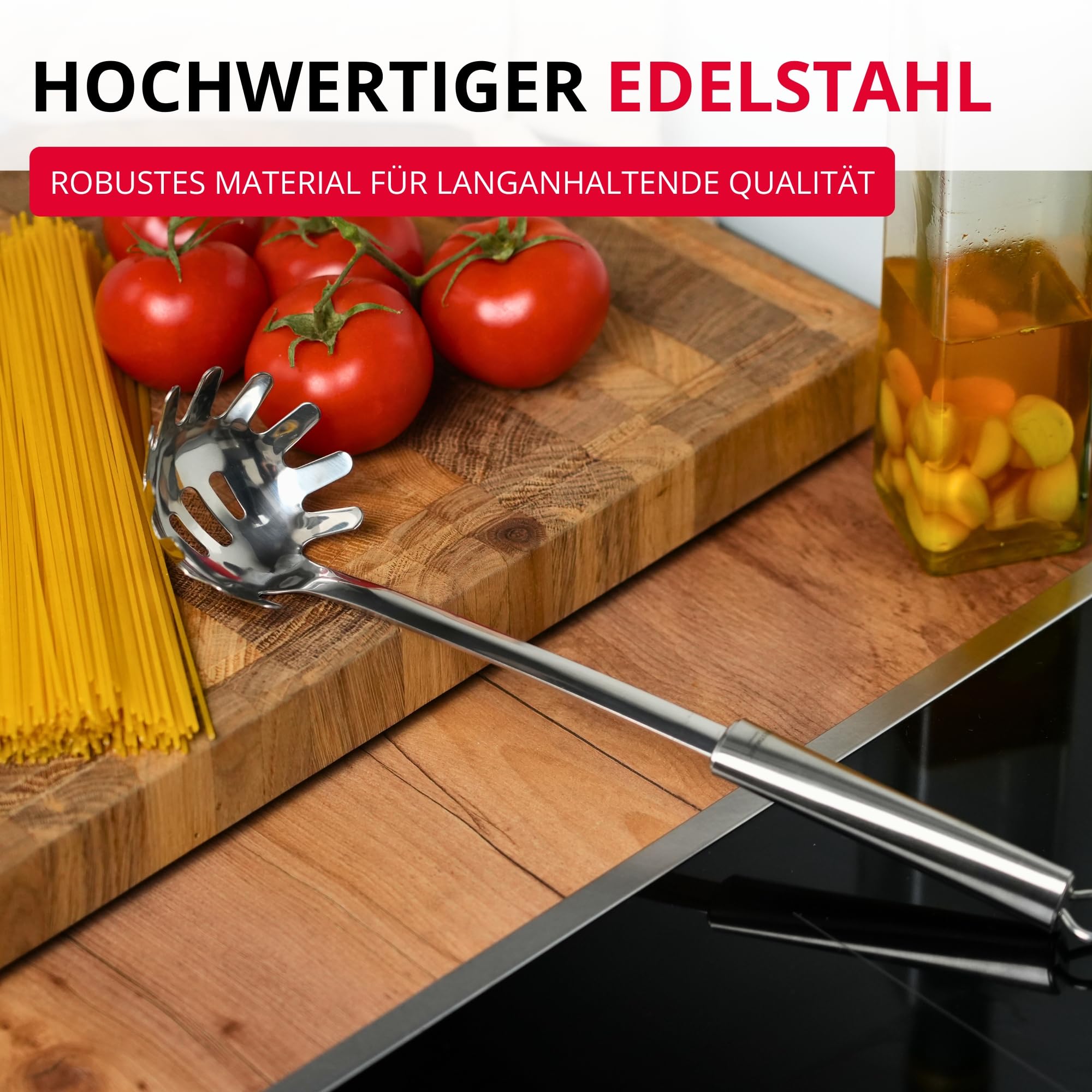 Westmark Spaghettilöffel/Pasta-Schöpflöffel, Länge: 32,5 cm, Rostfreier Edelstahl, Glory, Silber, 18552270