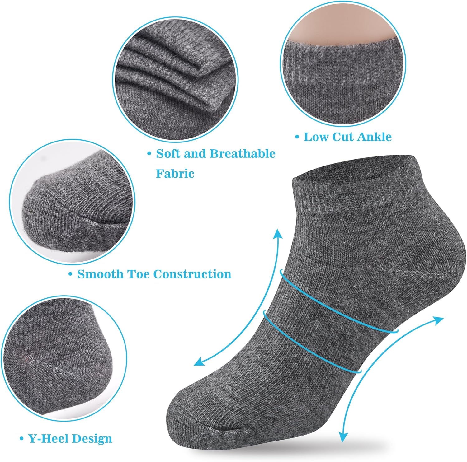 Duufin 12 Pairs Kids Socks Boys Girls Unisex Athletic Low Cut Half Cushion Ankle Socks for Kids 2-15 Years Old - Image 5