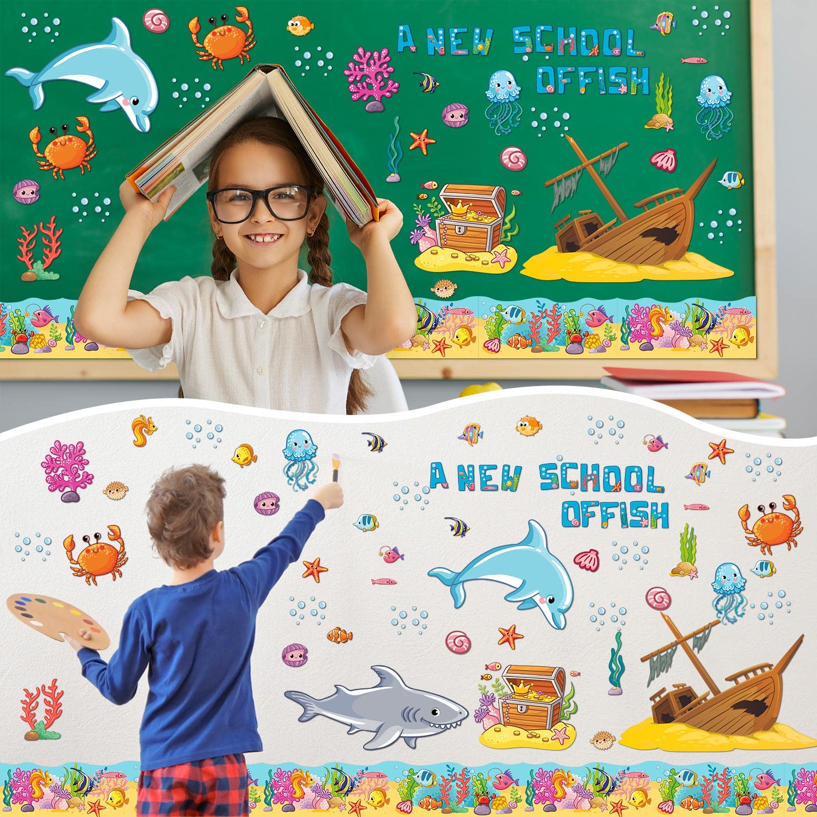 Ocean Themed Bulletin Board 105-Piece Under The Sea Bulletin Board Set ...