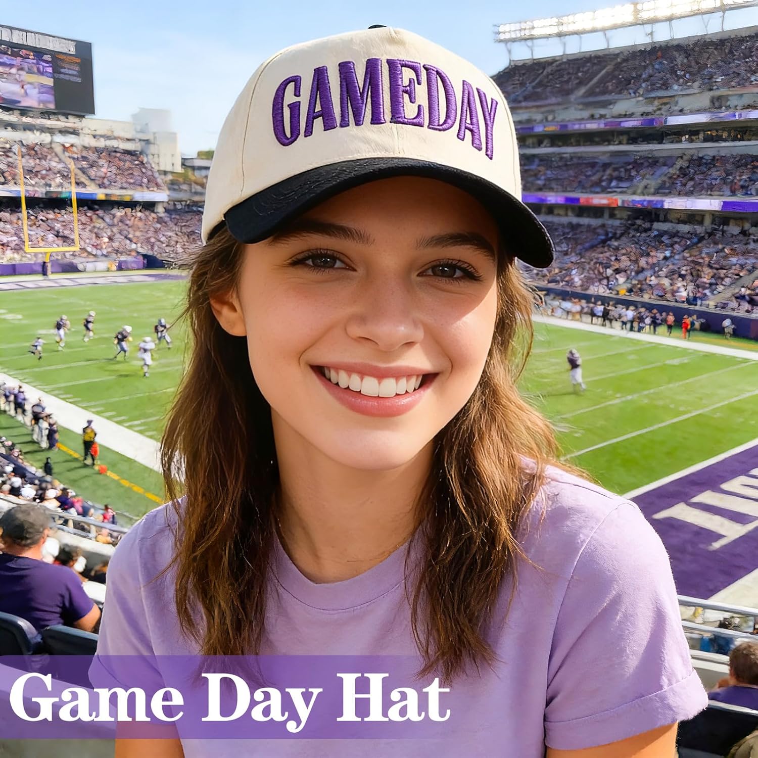 Game Day Hat for Women Men Vintage Embroidered Football Softball Basketball Caps World Soccer Cup Hats Gifts - Image 2