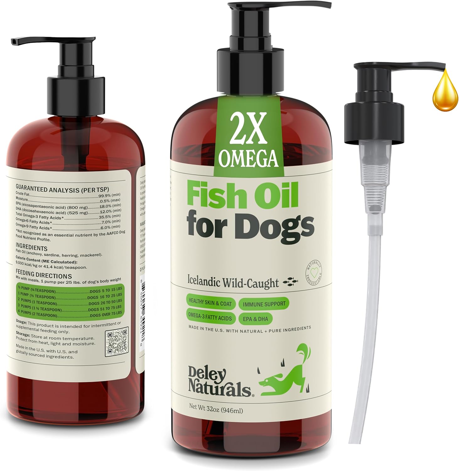 Deley Naturals Dog Fish Oil Icelandic 2X Omega 3-6-9