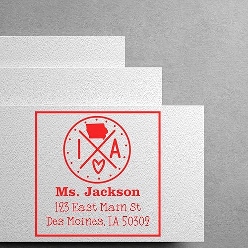 Miniatura 150 de Texas State Love - Sello de dirección cuadrado, uso con almohadilla de sellos, sello de correo de Texas, tamaño 1-5/8 pulgadas Manija