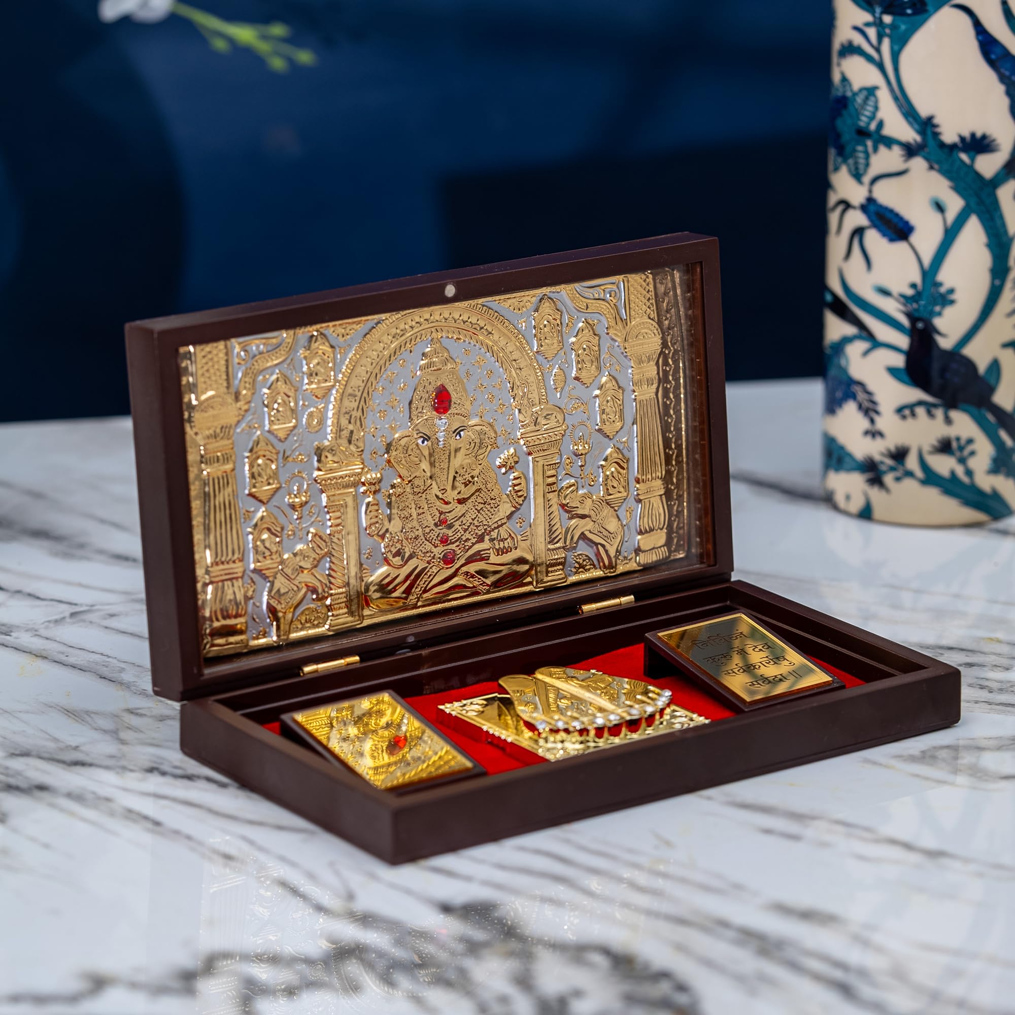 Idolkart Ganesh Pocket Temple - 24K Gold & Silver -1