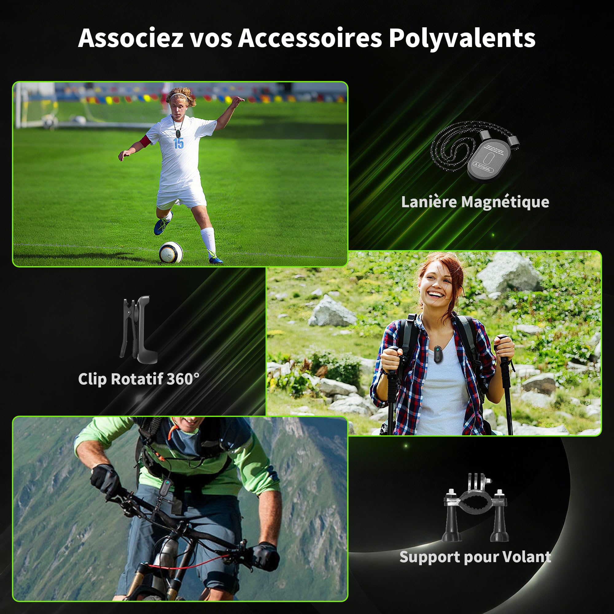 Mini Caméra Sport 4K, Mini Caméra d'action WiFi, Camera Vlog | Mini Action Cam Portable avec Angle 120°, Caméra POV, 360° Bodycam, Caméra Casque pour Vélo, Accessoires Multifonctionnels
