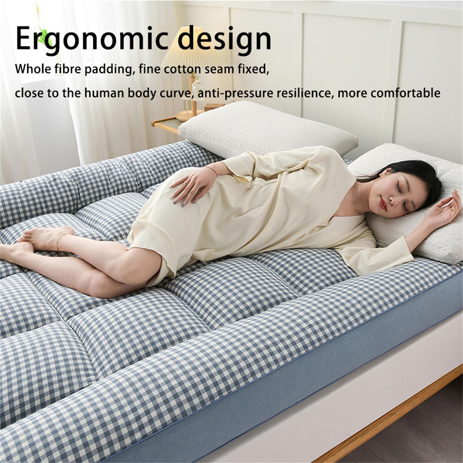 Materasso Giapponese da Pavimento, Materasso Futon Spesso, Materassino, Materasso Pieghevole Arrotolabile, Materasso for Dormitorio, Cuscino da Pavimento, Letto(Gray,80x200cm)