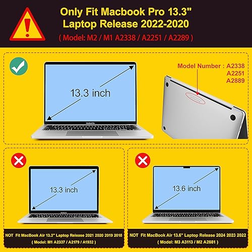 Miniatura 2 de Tuiklol Compatible con MacBook Pro 2022 de 13 pulgadas M2 versión 2021 2020 M1 A2338 A2289 A2251 carcasa rígida para MacBook Pro de 13 pulgadas con