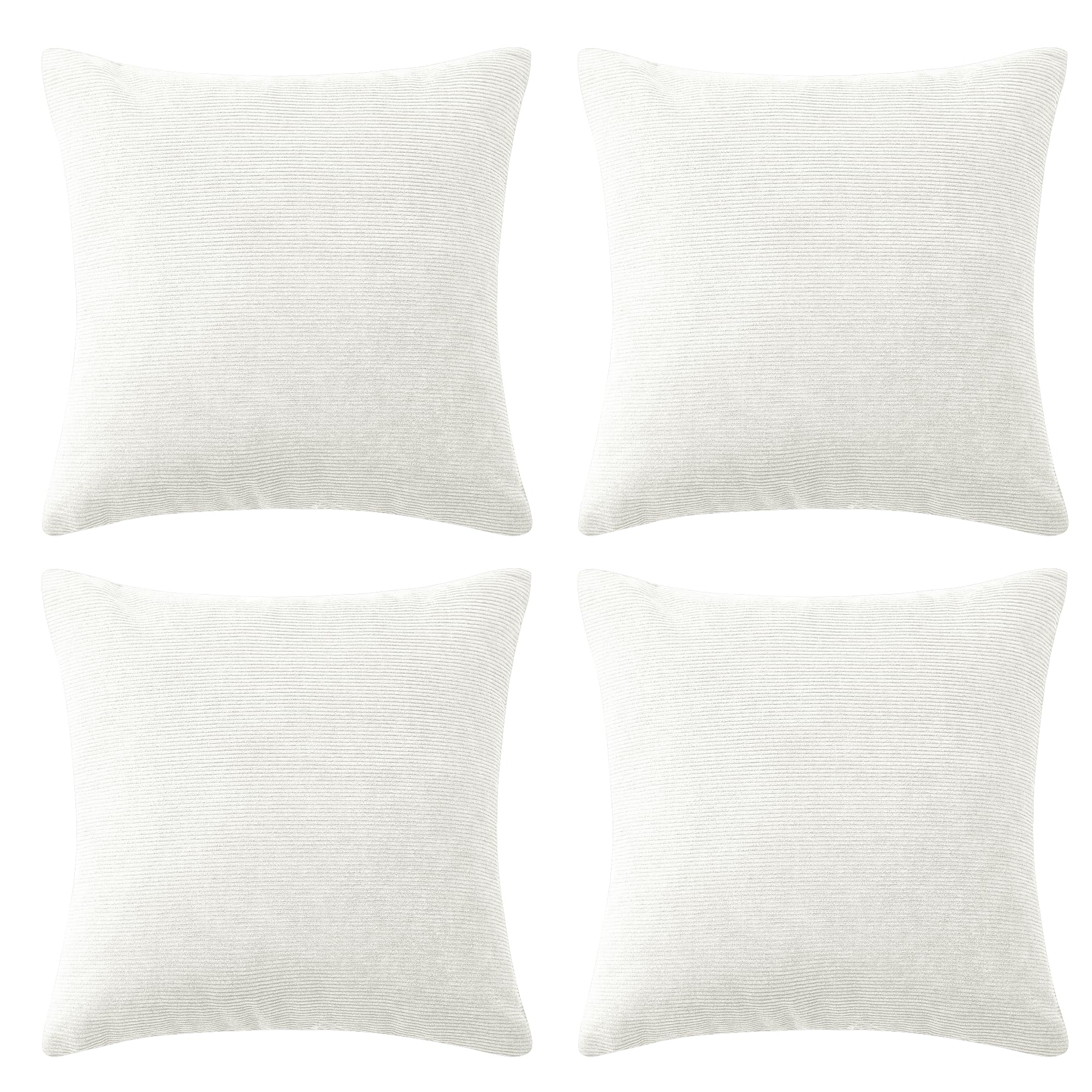 Hafaa Cushions with Covers Included 45 x 45 Cm Pack of 4 (4 White Cushion Covers, 4 Cushion Inserts) - Stripe Velvet Throw Pillow Case Decorative Sofa Cushion Covers with Invisible Zipper — image 1