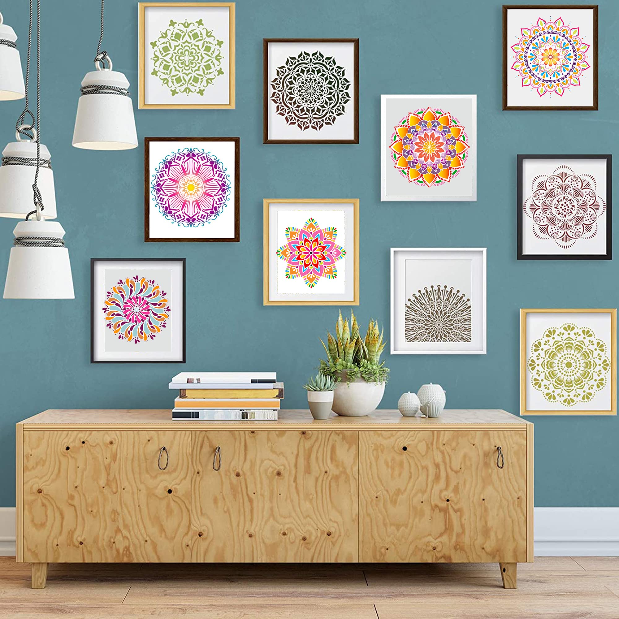 HLIWS Mandala Sjablonen-16 Stks Bloemen Stippelvormen Stencils,Mandala