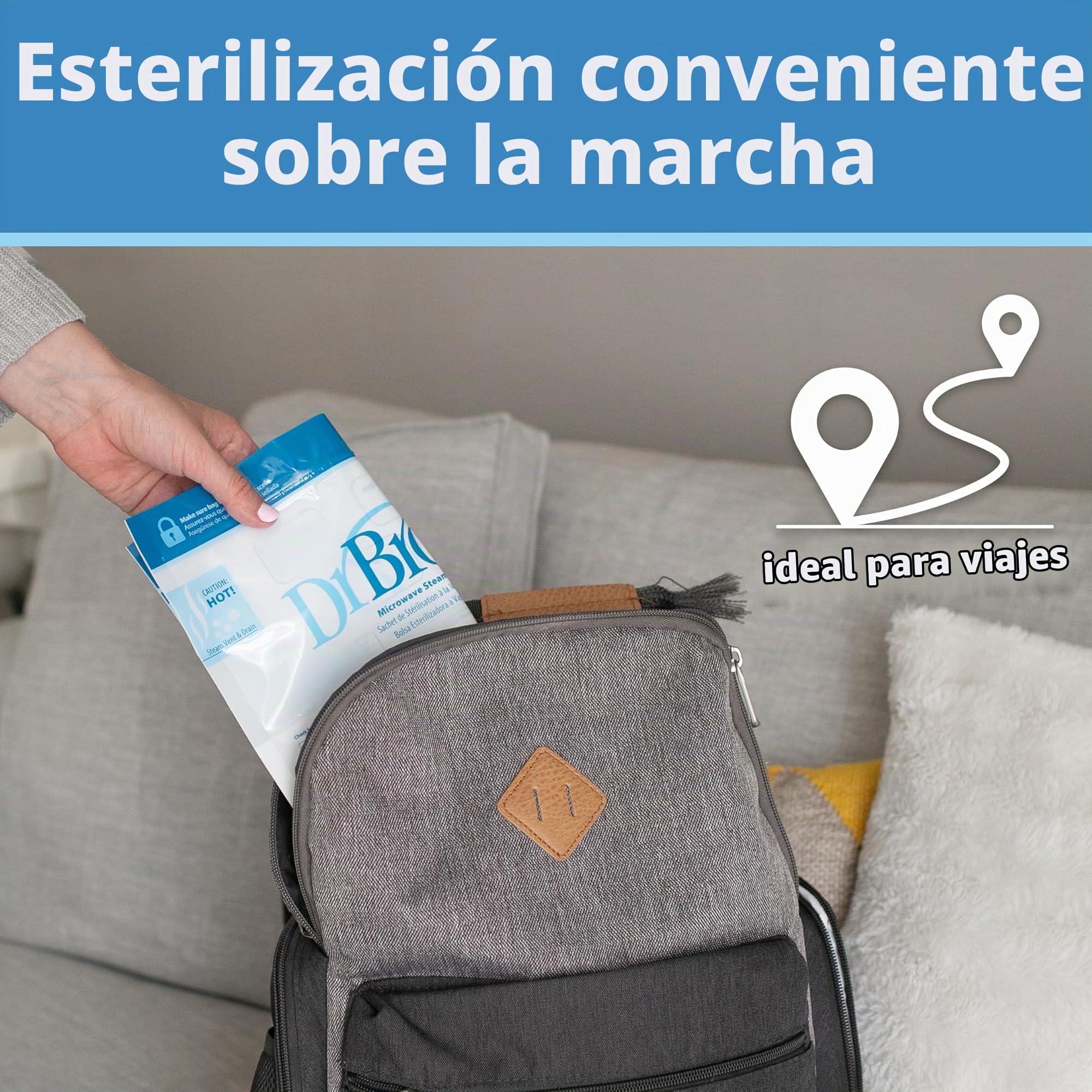 Dr. Brown’s Bolsas para Esterilizar a Vapor para Microondas – 5 Bolsitas Esterilizadoras Reutilizables para Biberones y sus Componentes, Chupetes y Otros Accesorios – Sin BPA