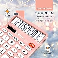Vista 38 de CATIGA CD-2786 - Calculadora de escritorio de 12 dígitos con pantalla LCD grande y botón sensible, energía solar dual y batería, función estándar