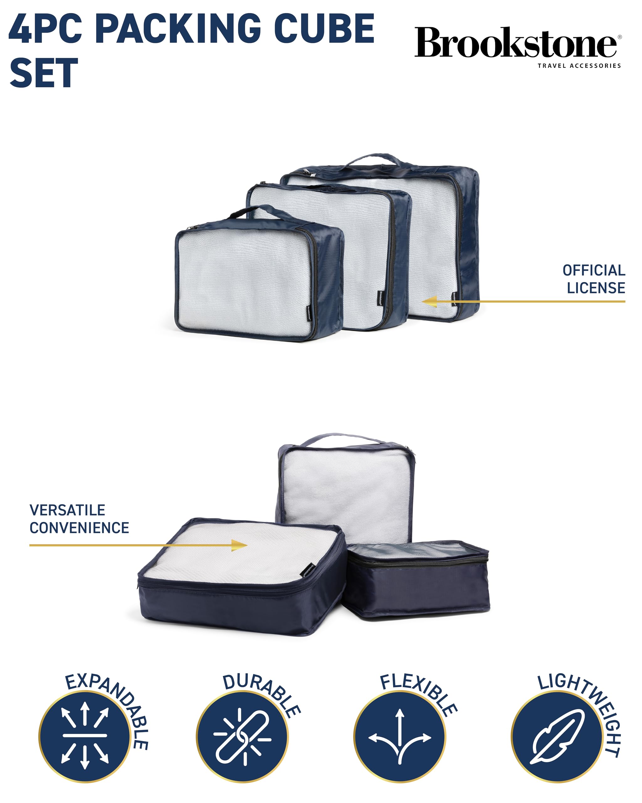 Amazon.com: Brookstone 4-Piece Packing Cube Set Apparel 