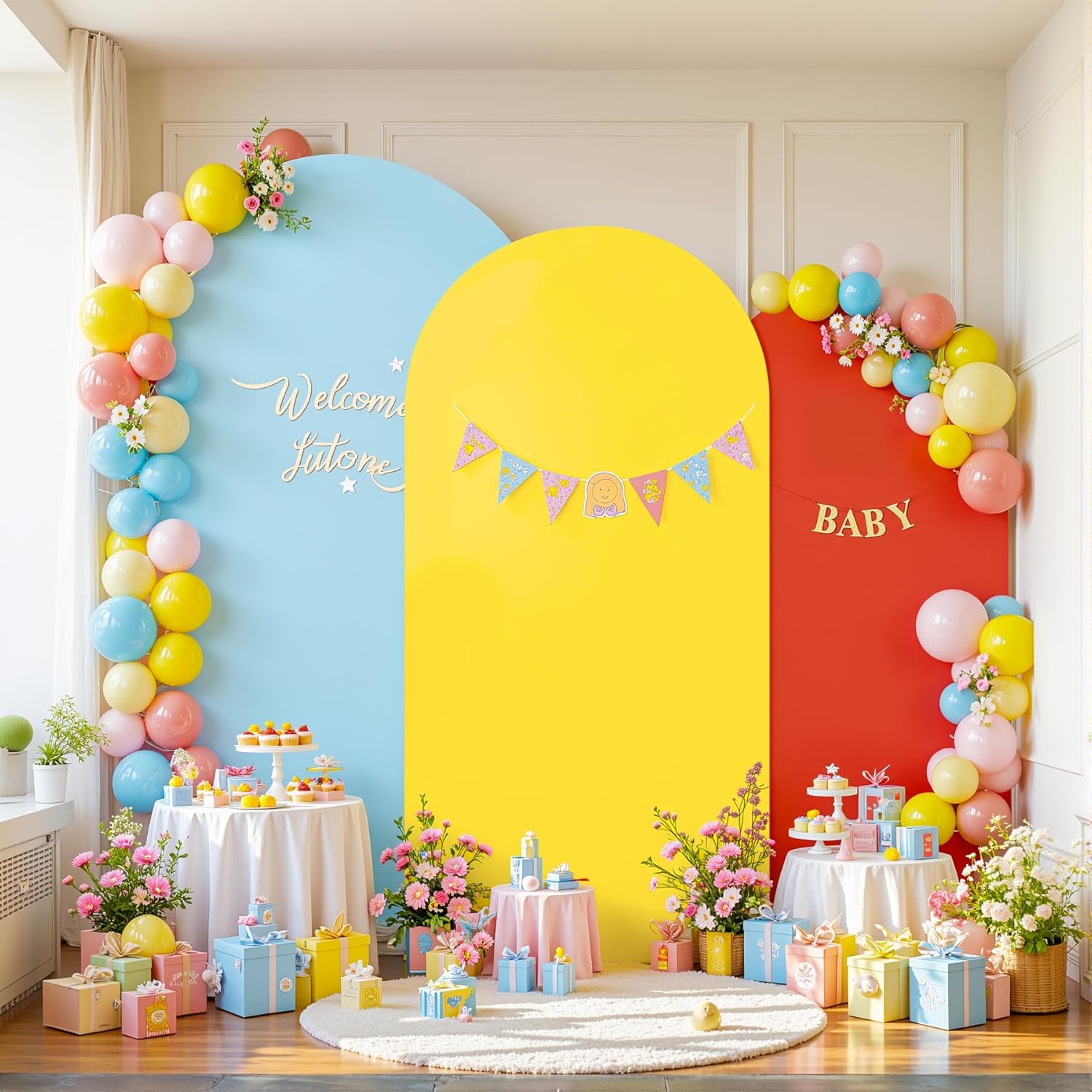 Set of 3 Arch Backdrop Covers (6ft, 5ft, 4ft) - Spandex Arch Backdrop Covers for Wedding, Baby Shower, Party