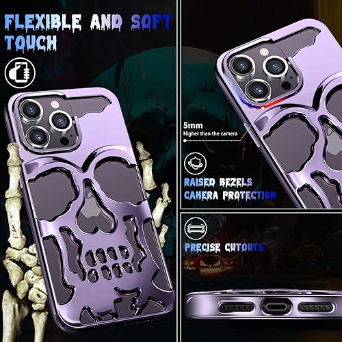 Miniatura 4 de Lotadilo Funda para iPhone 11 Pro Max para hombres y mujeres, diseño de esqueleto de calavera divertida, gótica hueca para Halloween 11 Pro Max,