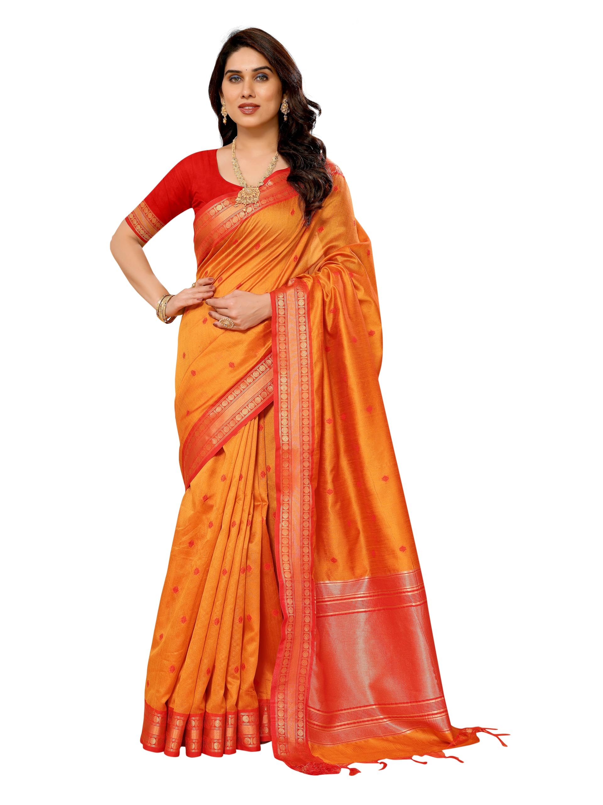 Women's Cotton Silk Jacquard Boardered Saree With Unstitched Blouse Piece (B-Kalyani)-picture-27