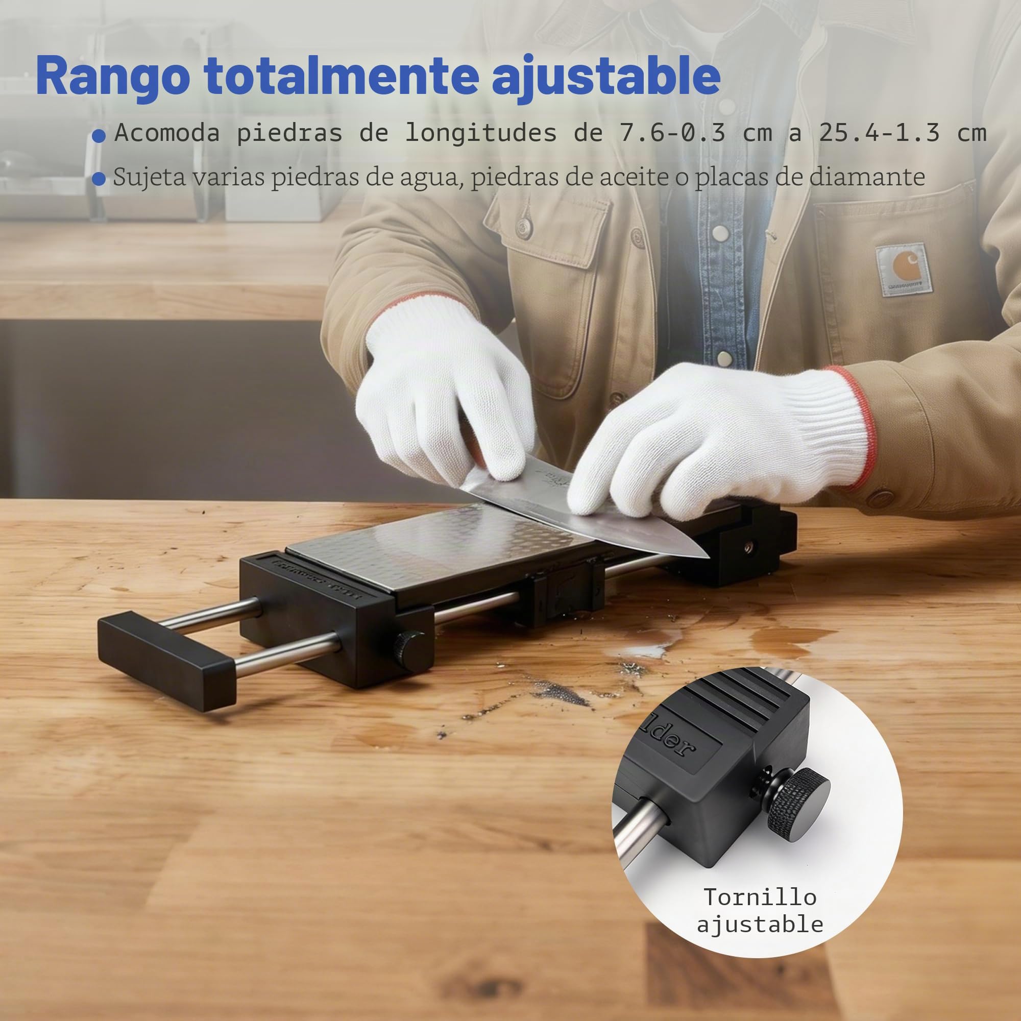 Soporte para piedra de afilar, goma antideslizante ajustable de acero inoxidable 304 para un afilado fácil