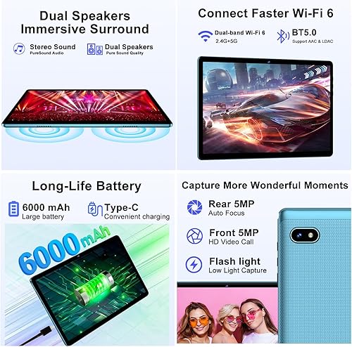 Miniatura 5 de Tablet 2025 Tablet Android 14 de 11 pulgadas con 128 GB + 20 GB de almacenamiento grande, Octa-Core 2.0Ghz, 8000mAh, carga rápida de 18 W, WiFi 5G,