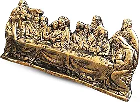 Santa Ceia Escultura Bronze Antigo A Última Ceia Para Mesa E Parede Gesso 54cm