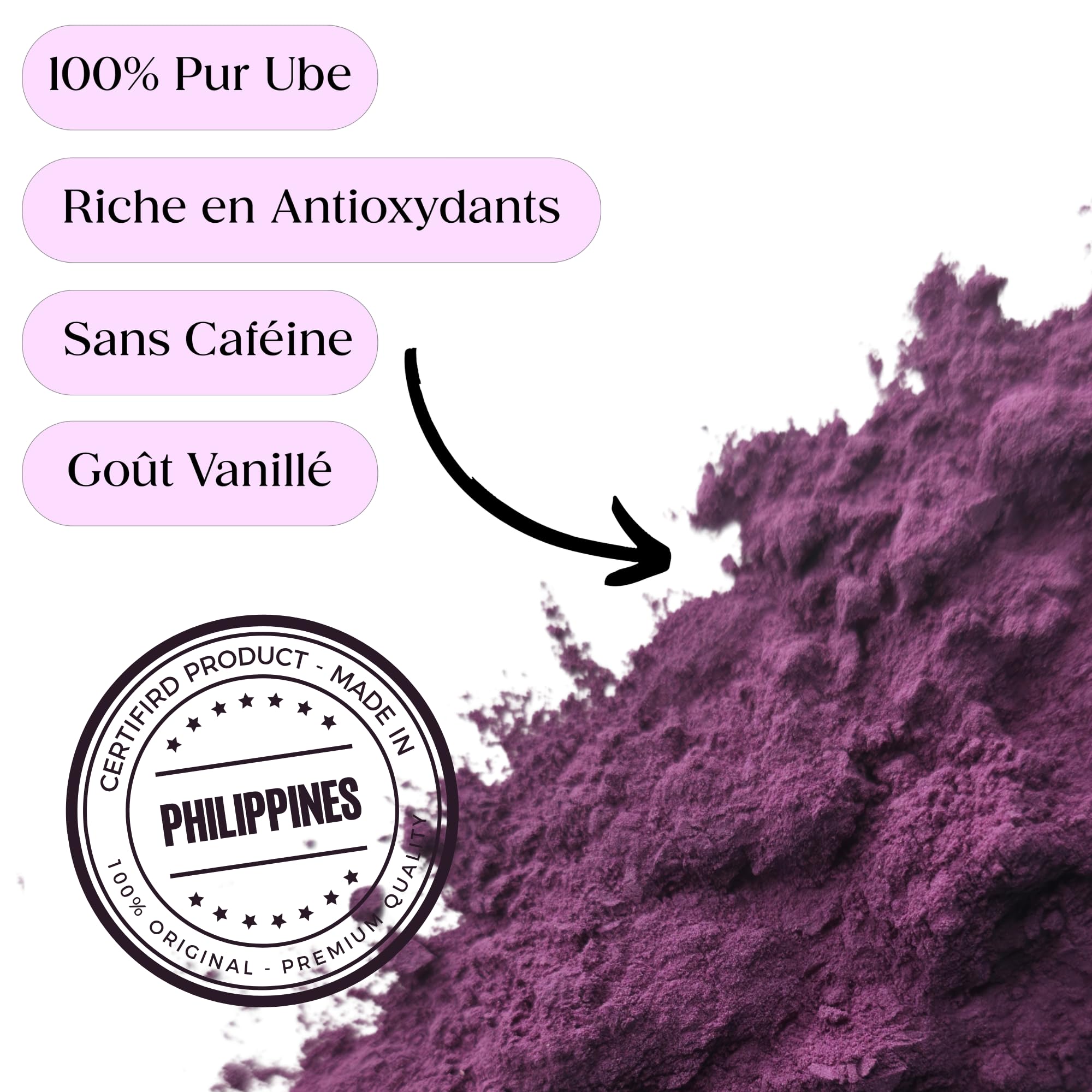 750 Grammes de Poudre de Ube ◈ Poudre 100% Pur Ube Naturel ◈ Spécial Professionnels ◈ Qualité Premium ◈ Origine Philippines ◈ Sans additifs ou colorants ◈ Vegan & Sans Gluten