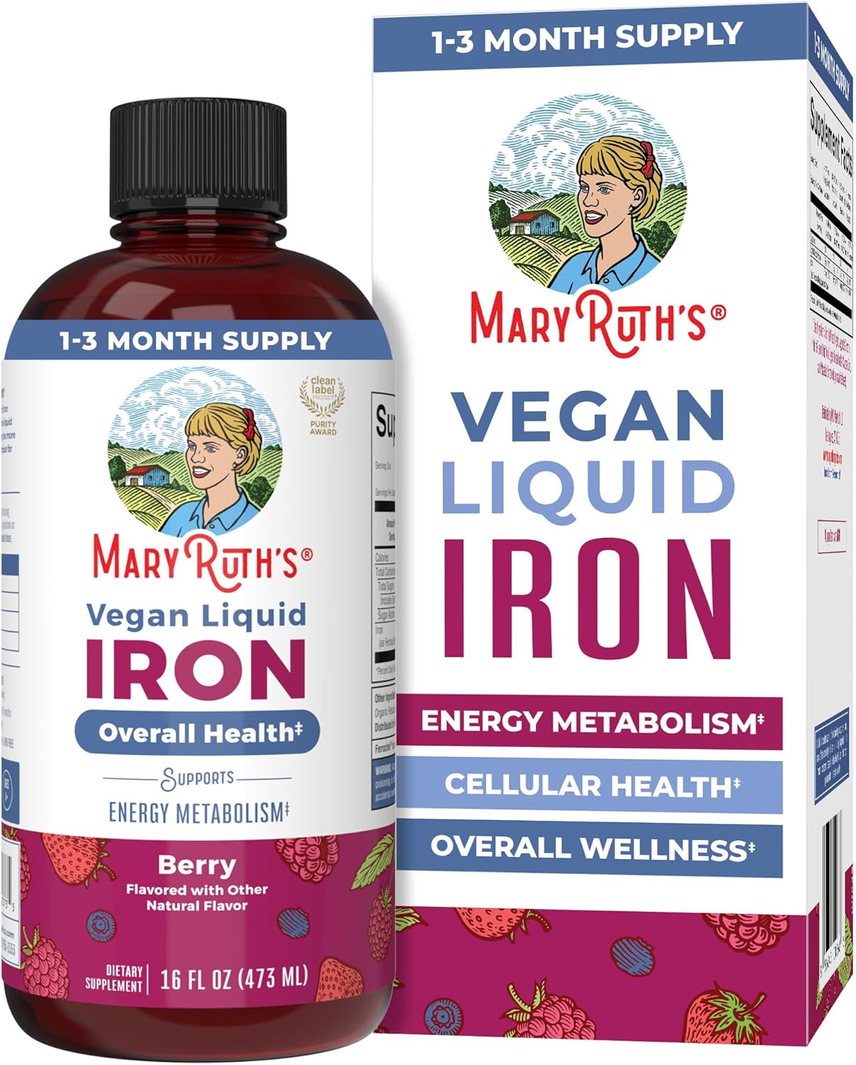 Iron Supplement for Women Men &amp; Kids | Liquid Iron Supplement for Women Men &amp; Kids | Iron for Healthy Blood &amp; Oxygen | Ages 4 &amp; Up | Sugar Free | Vegan | Non-GMO | Gluten Free | 16 Fl 