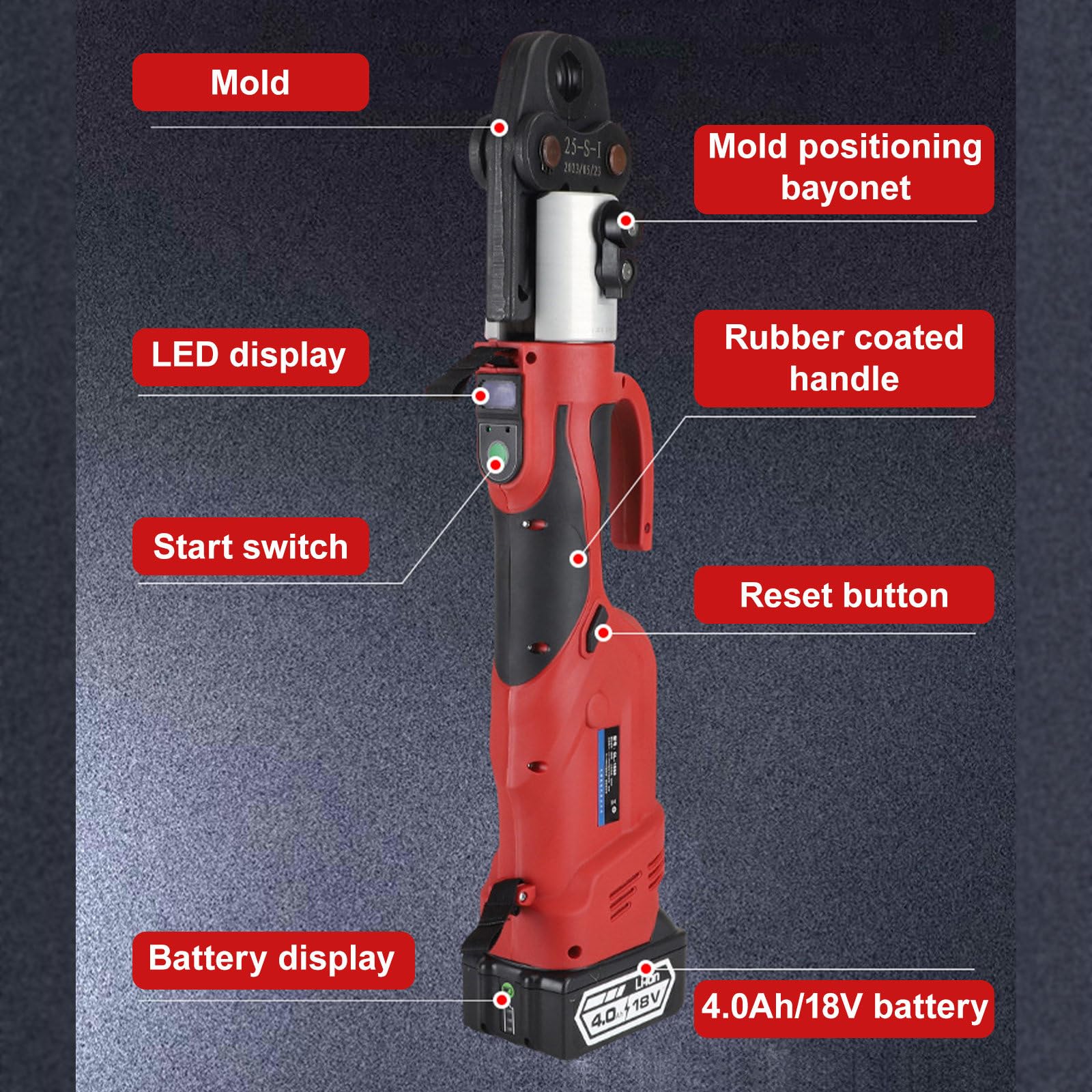 Herramienta de prensado Profesional, Herramienta de prensado de tuberías eléctrica de 18 V para tuberías de Acero Inoxidable, con Motor sin escobillas, 3 mordazas de PREN