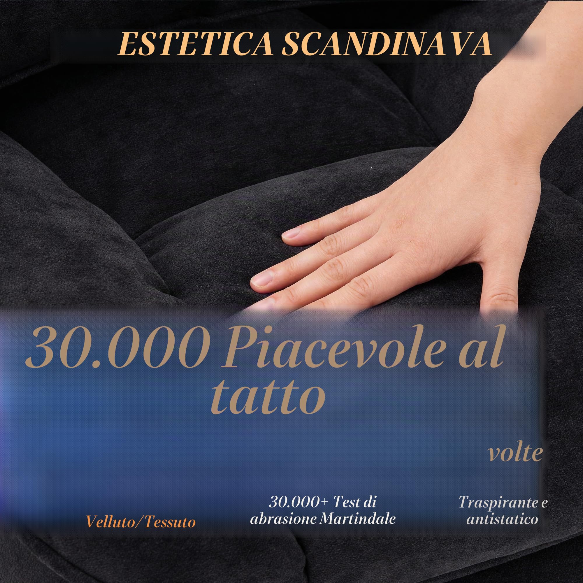 Efomao Sedia da Ufficio Ergonomica in Tessuto, Poltrona Scrivania Reclinabile con Poggiapiedi Estraibile, Schienale Alto, Supporto Lombare, Sedia Girevole per PC, Smart Working e Gaming (Nero)