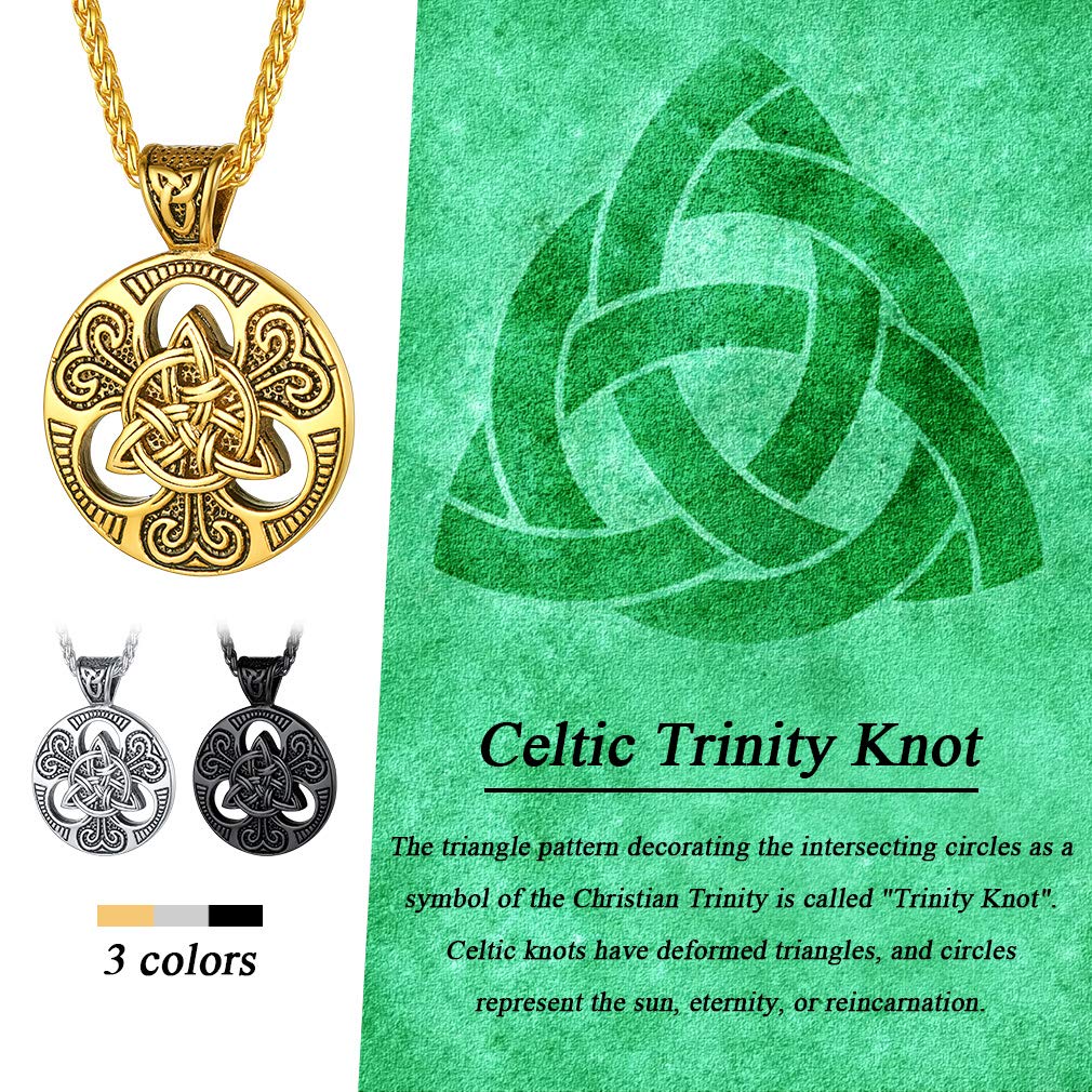 FaithHeart Collar Vikingo Hombre Acero Inoxidable 316L Colgante Celta/Triple Luna Diosa/Vikingo/Hacha Dios Odin Joyería Moral Talismán Protección Familia Regalo Padre