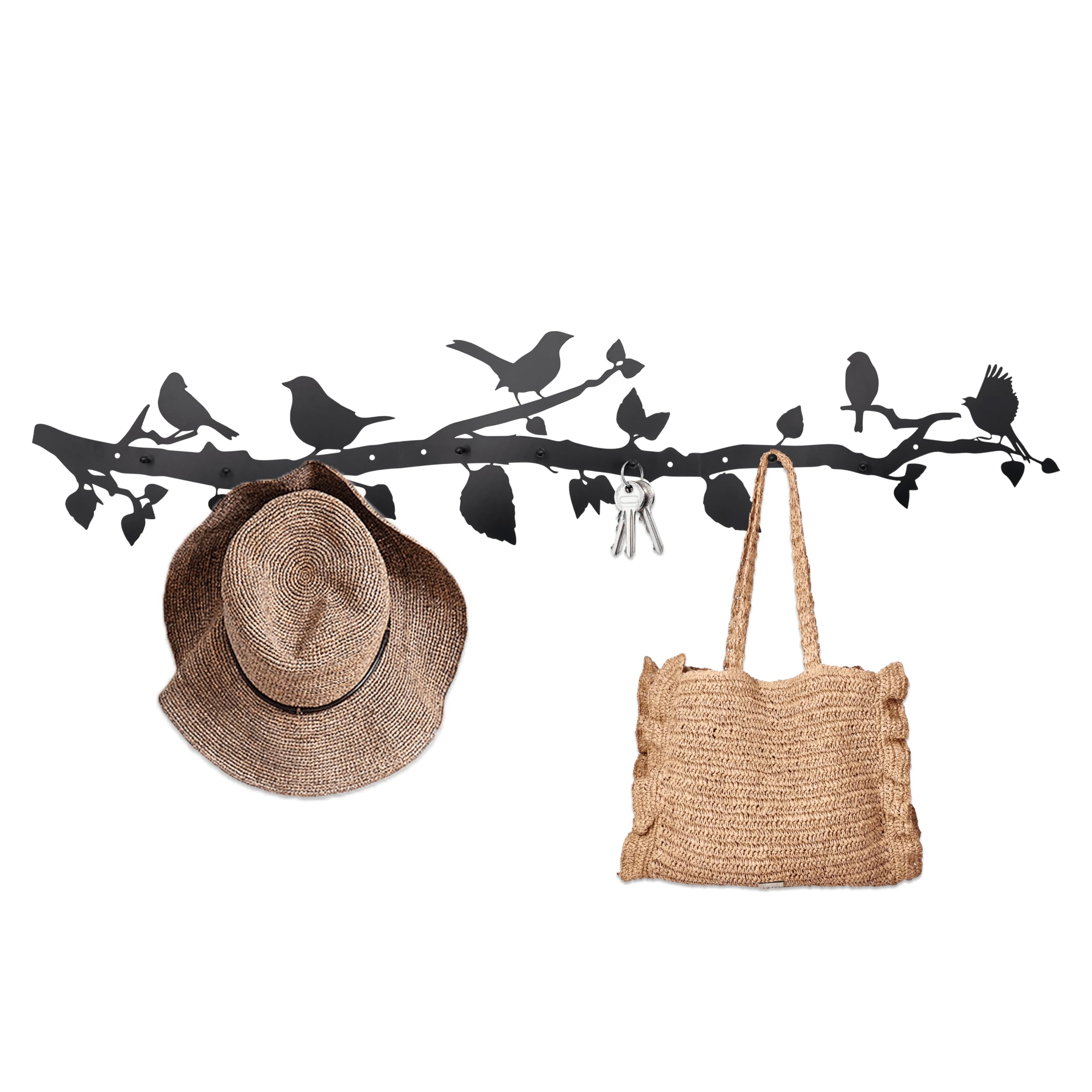 Bird Tree Branch Wall Decor, Bird Wall Art Wall Mounted Coat Rack - an Artistic Blend of Function and Design40" x 8.6",8 hooks.