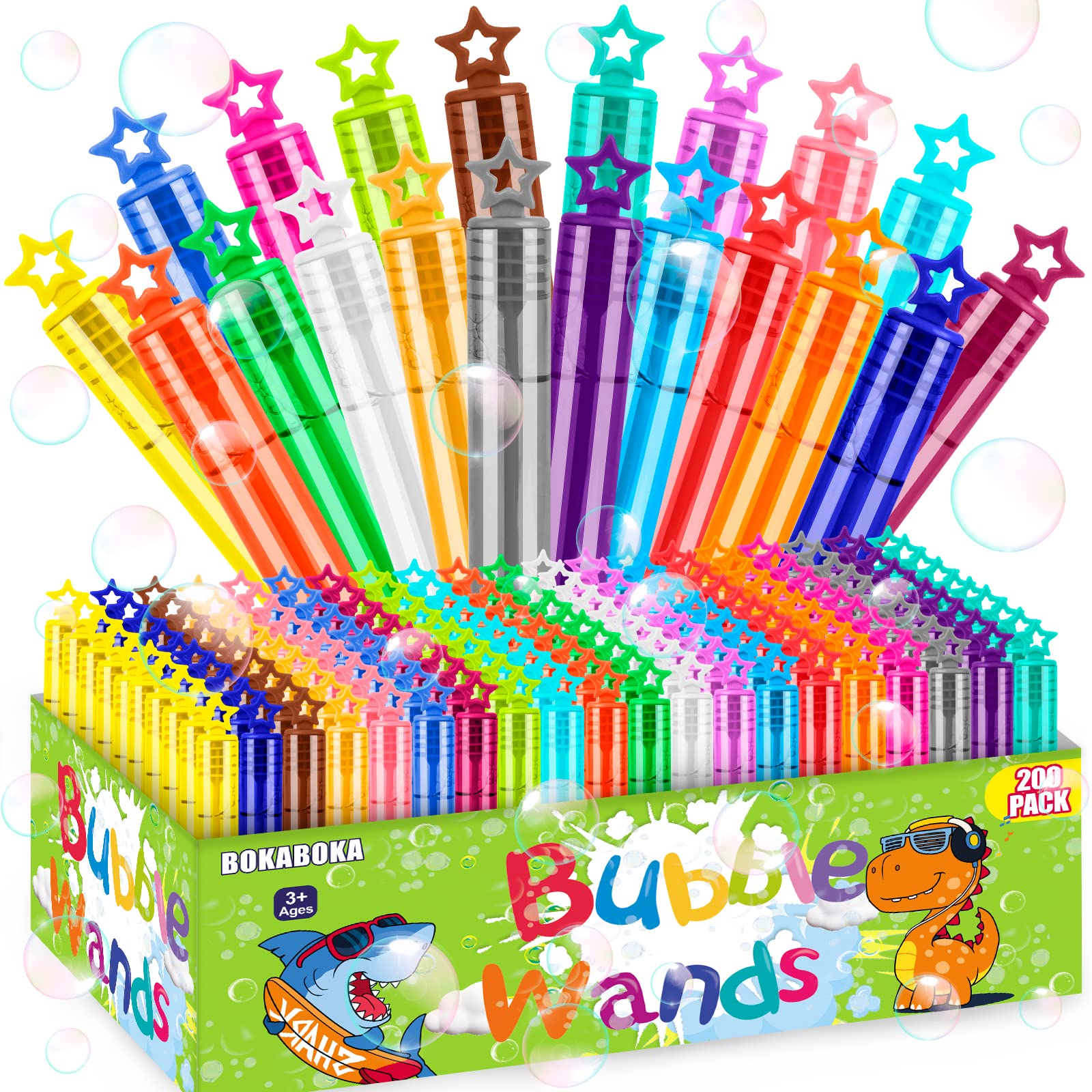 BOKABOKA 200 Pcs 20Colors Neon Mini Bubble Wands Set,Bubble Bulk Party Favors Assortment Toys for Kids Child,Themed Birthday, Halloween,Christmas,Goodie Bags,Carnival Prizes,Wedding,Outdoor