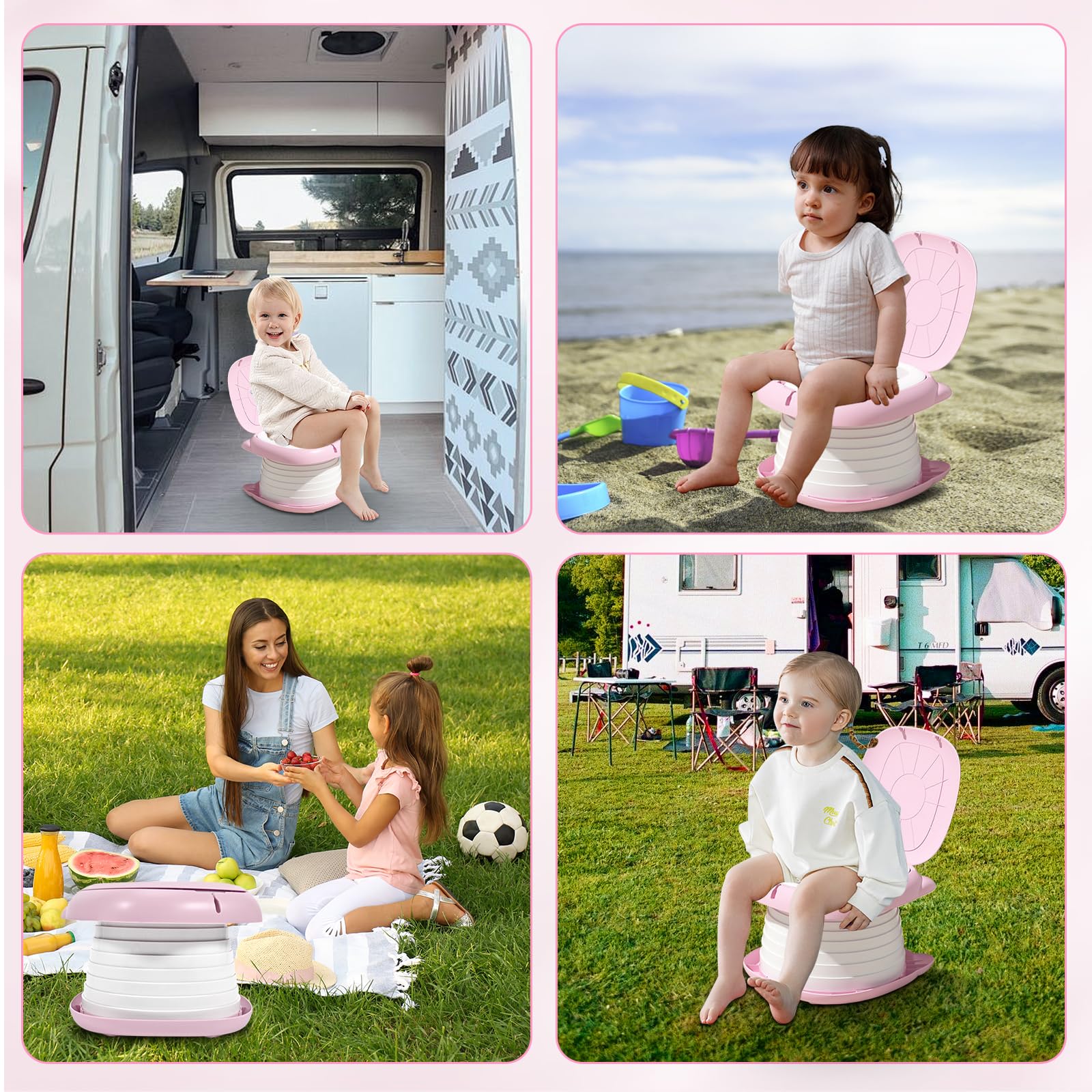 Orinal portátil para viajes de niños pequeños, silla de entrenamiento para orinal de viaje con bolsa de viaje, inodoro de entrenamiento para bebés para exteriores e interiores, fácil de