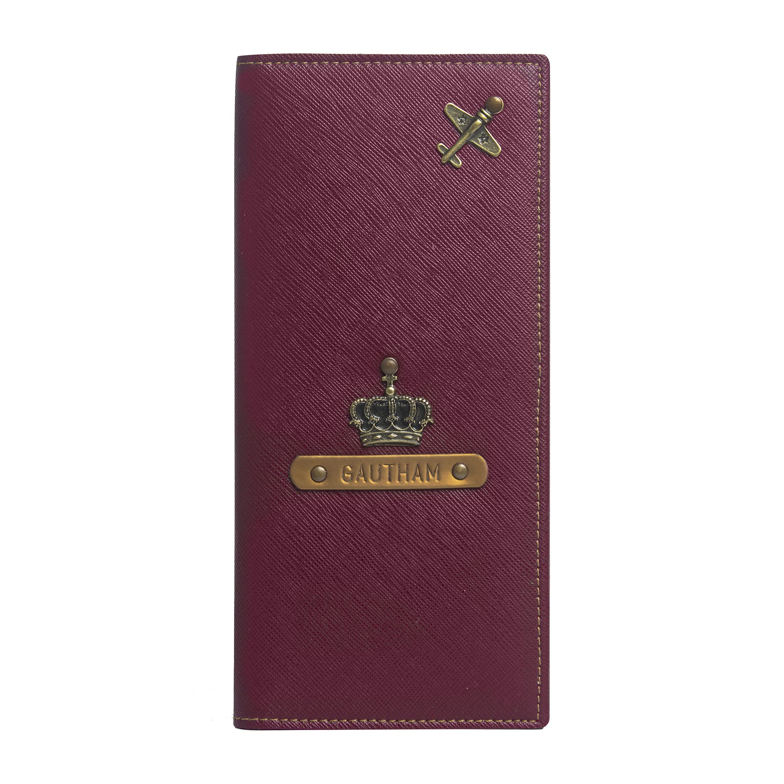 Customized Vegan Leather Travel Wallet, Passport Cover | Personalized Document Organizer for Passport, Airline Ticket/Boarding Pass, Cards, Cash & Coins for Men and Women | Wine-image-34