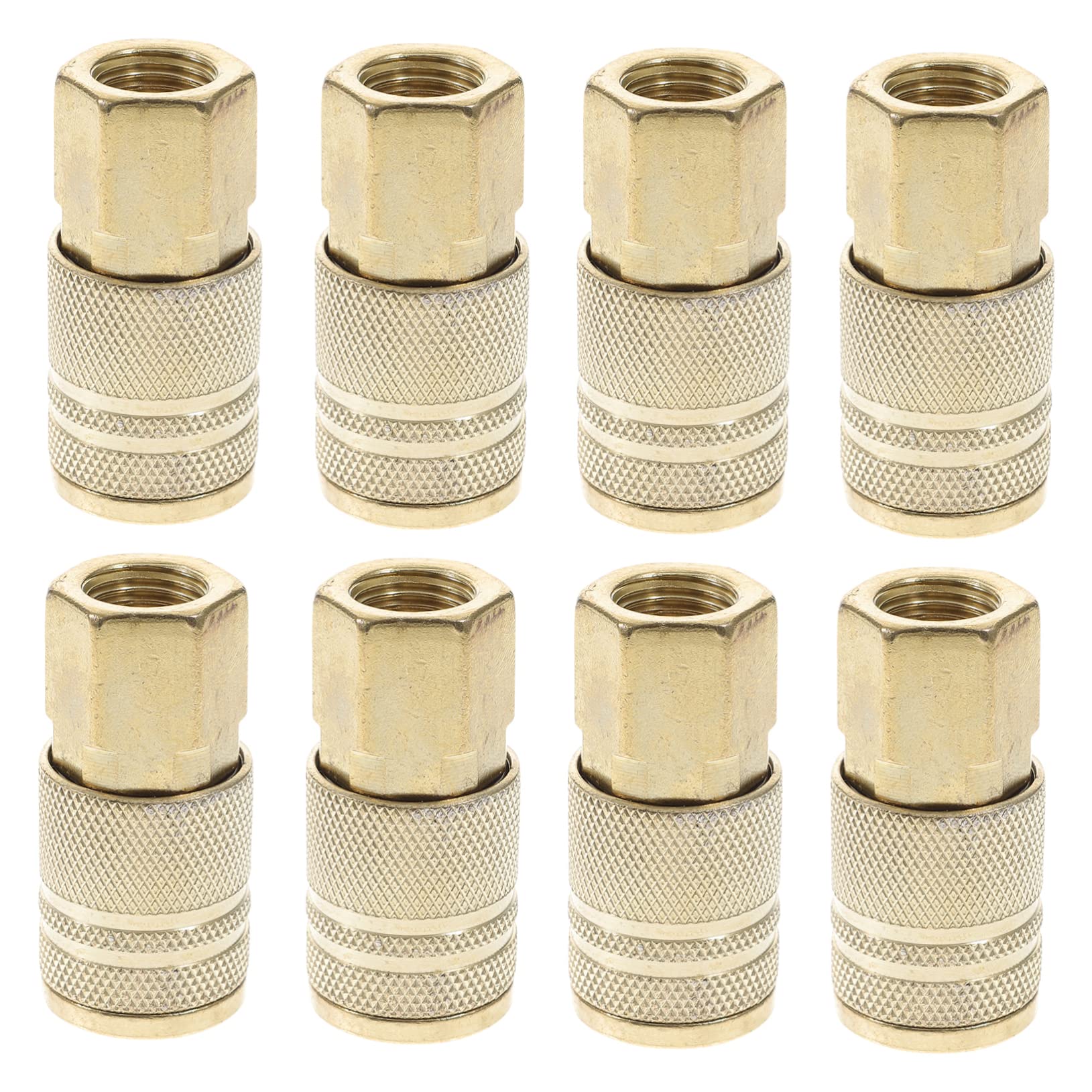 Conector Rápido de Aire 1/4 Pulgadas de Hierro Dorado, 10 Piezas