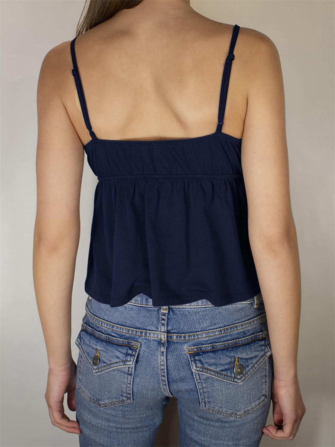 Women Y2k Babydoll Cami Top Sexy Lace Ruffle V Neck Spaghetti Strap Peplum Tank Tops Coquette Going Out Streetwear - Image 3