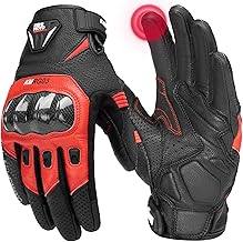 KEMIMOTO Guanti da Moto da Uomo, In Pelle di Capra con Cuscinetti Antiscivolo, Touch Screen, Guanti Protettivi per Motocross, Scooter, Ciclomotori, Quad, Paitball, ATV