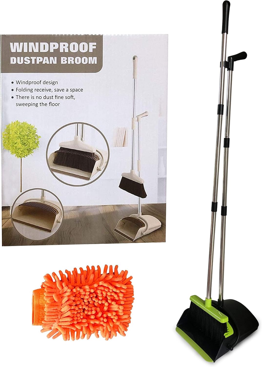 Modern Genie Broom and Dustpan Dust Pan with Long Handle