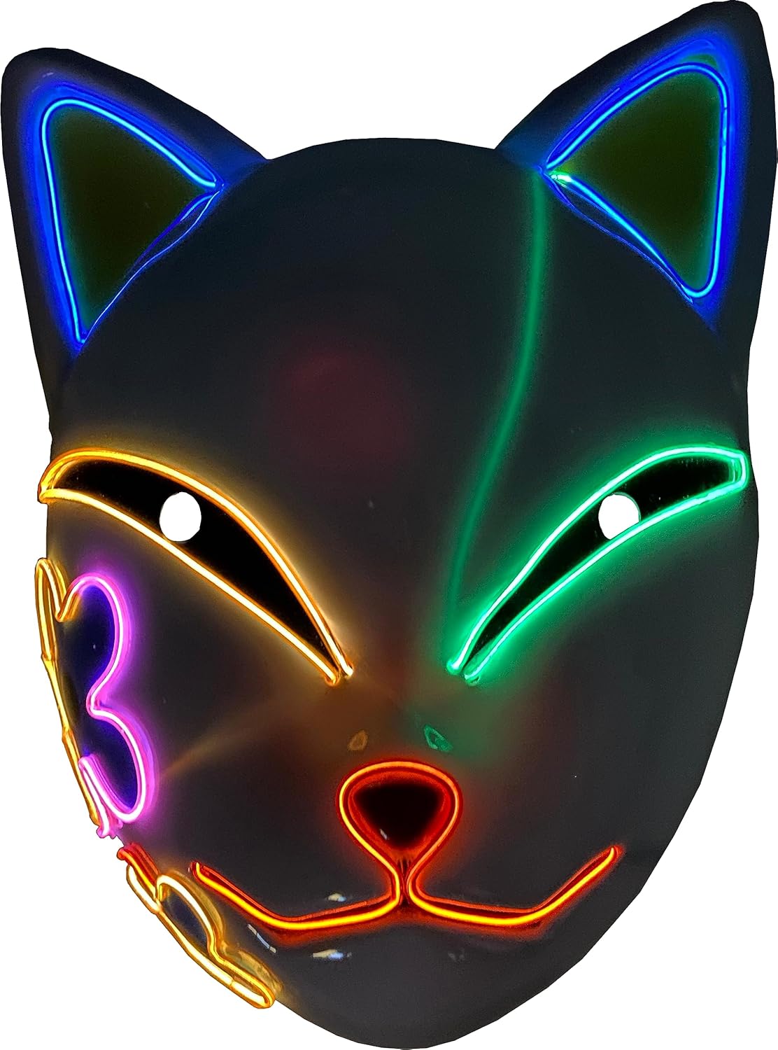 Light Up Anime Flower Cat Mask Costume Accessory Black