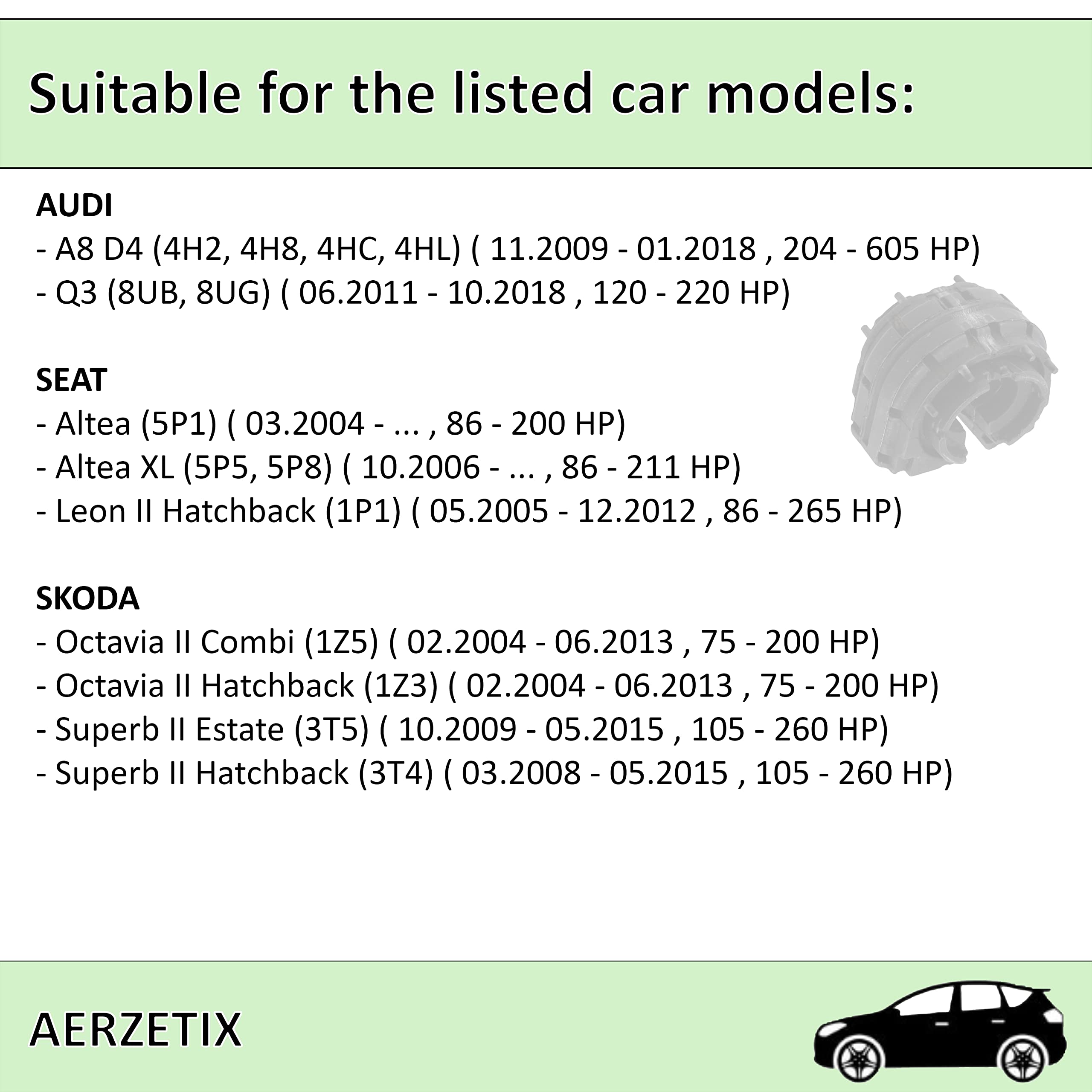 AERZETIX - C66626 - Lot de 2 Suspensions, stabilisateur - côté de montage: des deux côtés de l'essieu arrière - compatible avec numéros ОЕ 1K0 511 327AS