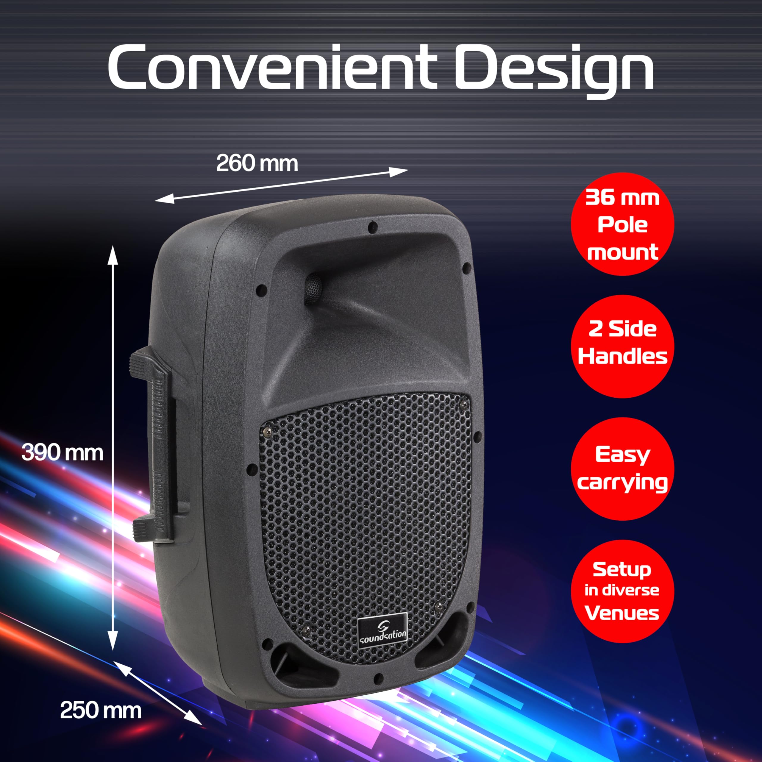 Soundstation - Go-Sound 8A - diffusore attivo/amplificato da 320 watt, nero
