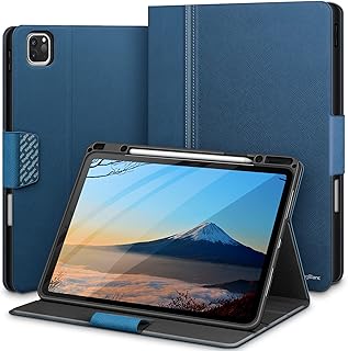 KingBlanc Case for iPad Pro 12.9 6th Generation 2022/5th Generation 2021/4th Generation 2020/3rd Gen 2018 with Pencil Holder, Auto Sleep Wake, Pencil2 Pair/Charging, Folio PU Leather Smart Cover, Blue