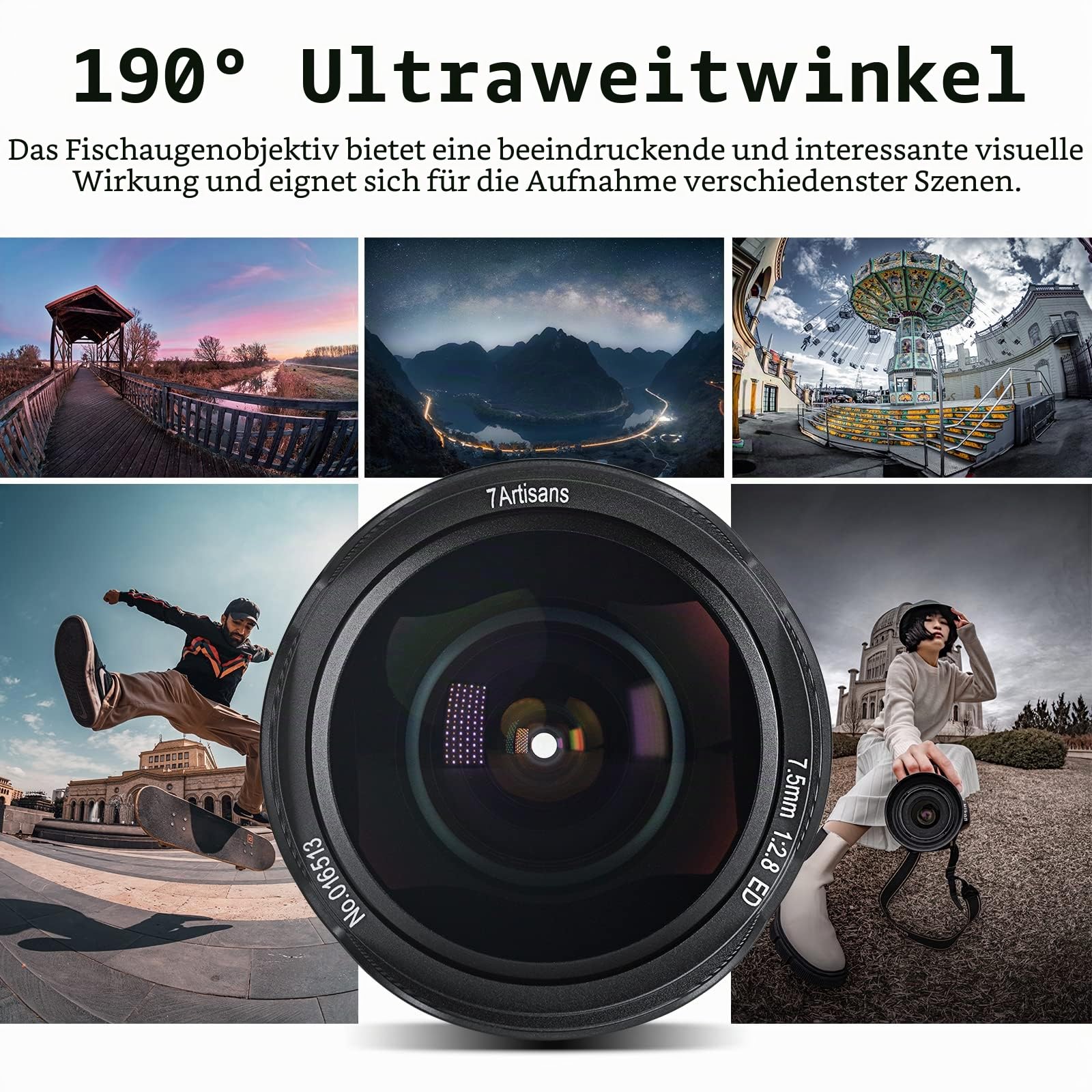 7artisans 7,5 mm f2.8 Mark II APS-C Fischaugen-Weitwinkelobjektiv Micro 4/3 MFT spiegellose Kamera G1 G2 G3 G5 G6 G7 GF1 GF2 GX1 GX7 GM1 GM5 GH1 GH4 GH5
