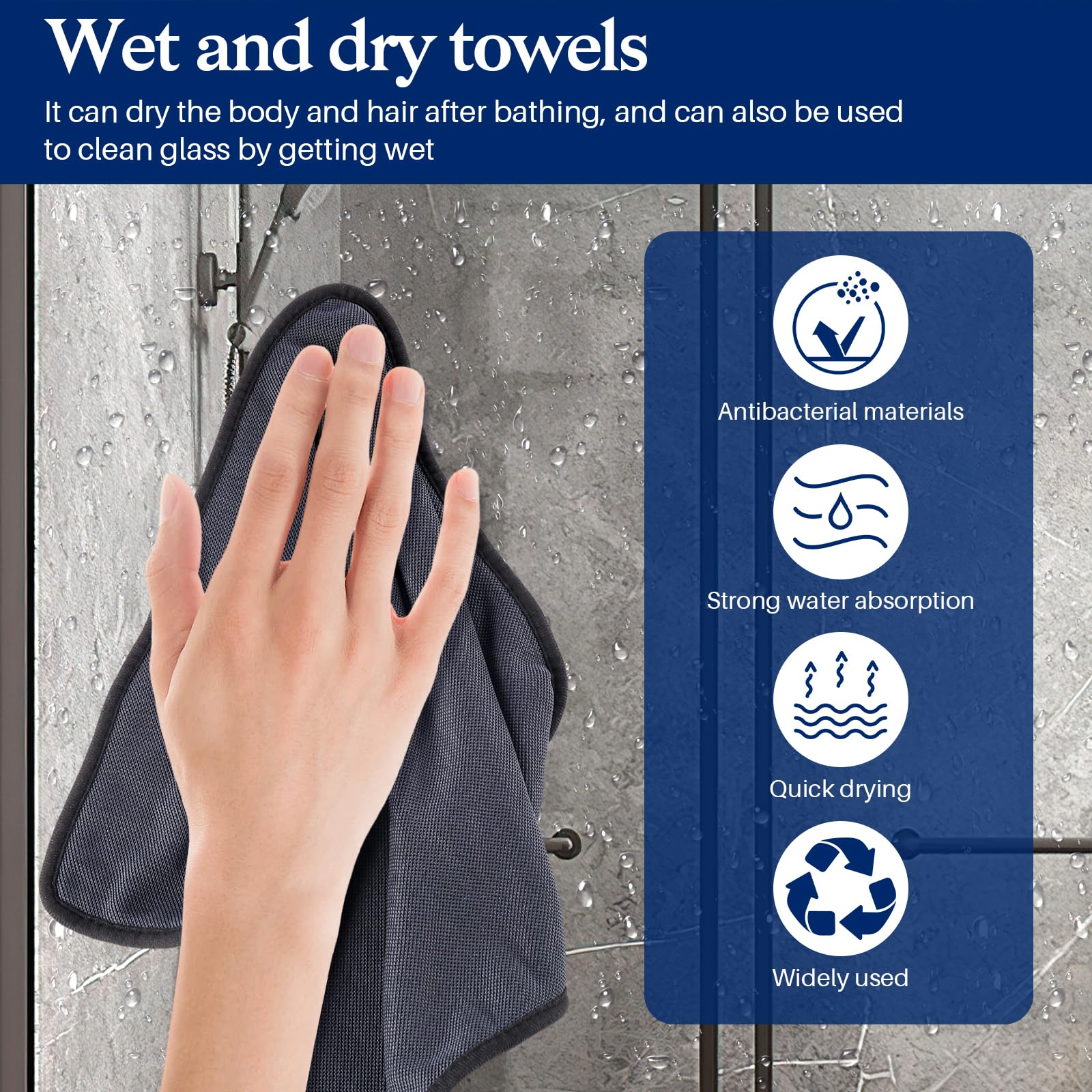 Lot De 2 Chiffons Séchage XXL Microfibre - 40x60 Cm - Ultra Absorbant Pour Douche Et Salle De Bain - Anti-Traces Et Calcaire