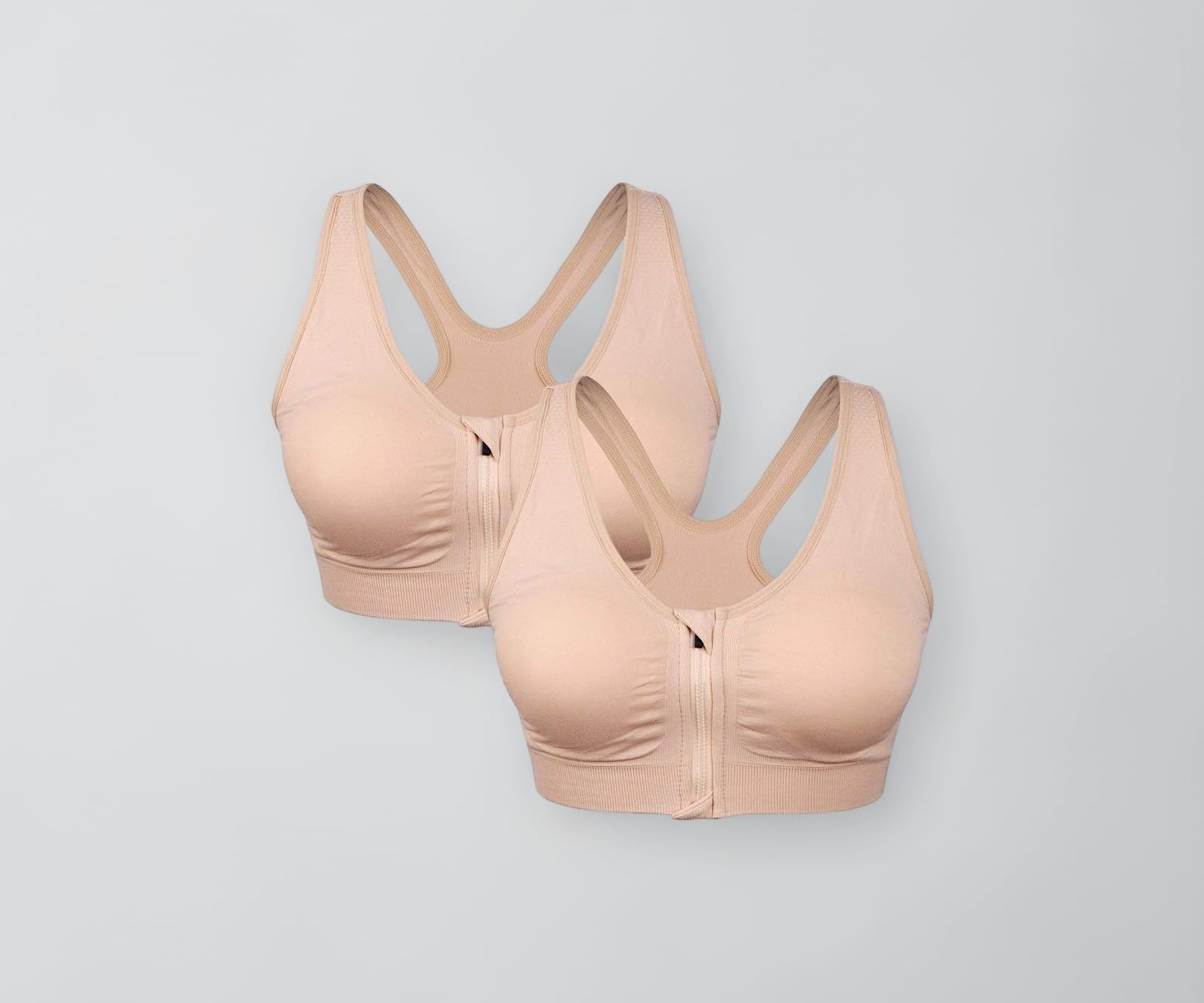 WANAYOU Women's Zip Front Sports Bra Wireless Post-Surgery Bra Workout Bras